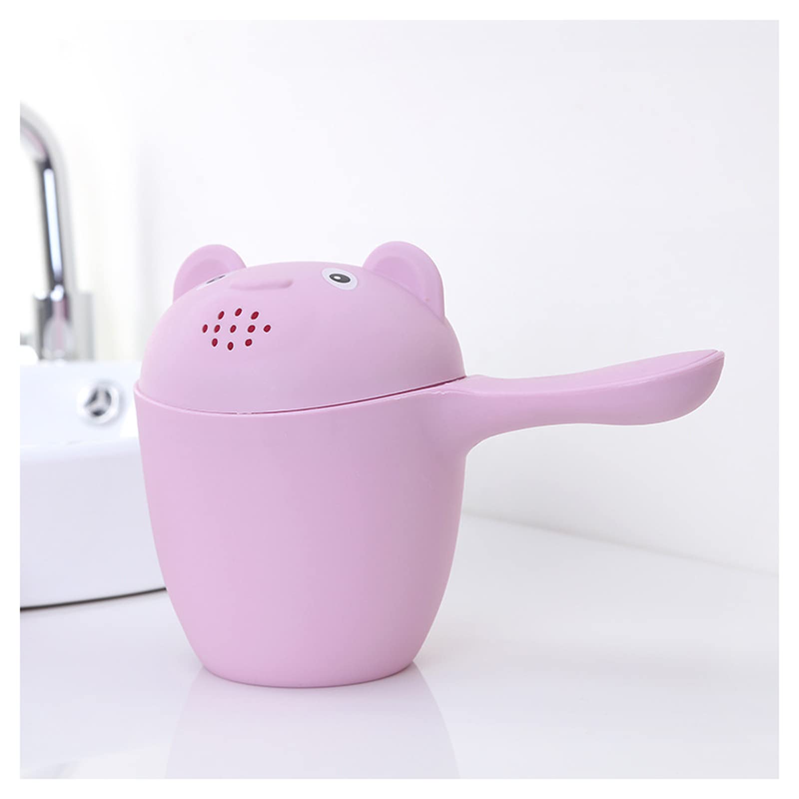 Musltaiy Small Shower Water Spoon - Cartoon Bear Bath Cup for Kids, Baby Shampoo Scoop & Water Play Toy (Pink) - Perfect for Bath Time Fun & Toddler Hair Washing