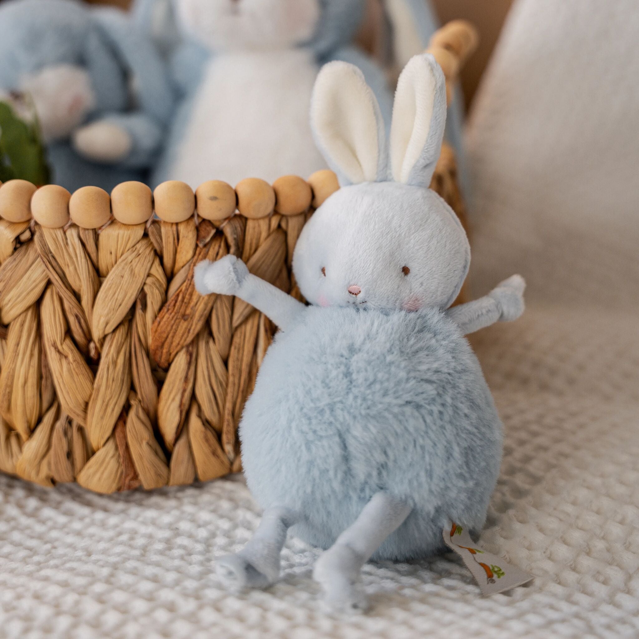 Roly Poly Maui Blue Bunny Plush Toy - Soft & Cuddly Stuffed Animal for Kids, Perfect for Gifts, Nursery Decor & Comforting Companionship