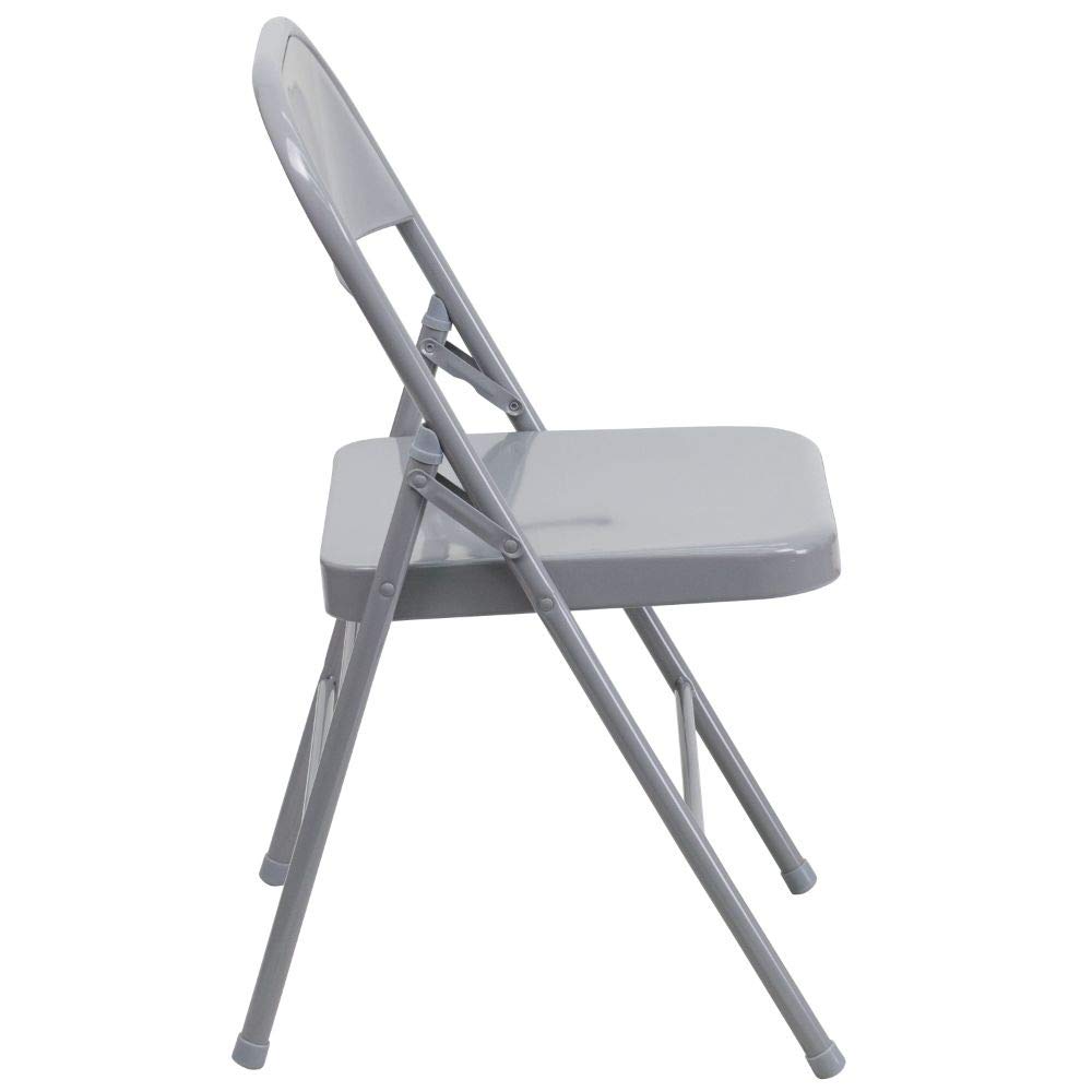 Flash Furniture 2-Pack HERCULES Series Heavy Duty Folding Chairs - Triple Braced & Double Hinged Gray Metal Chairs for Events, Parties, and Outdoor Gatherings