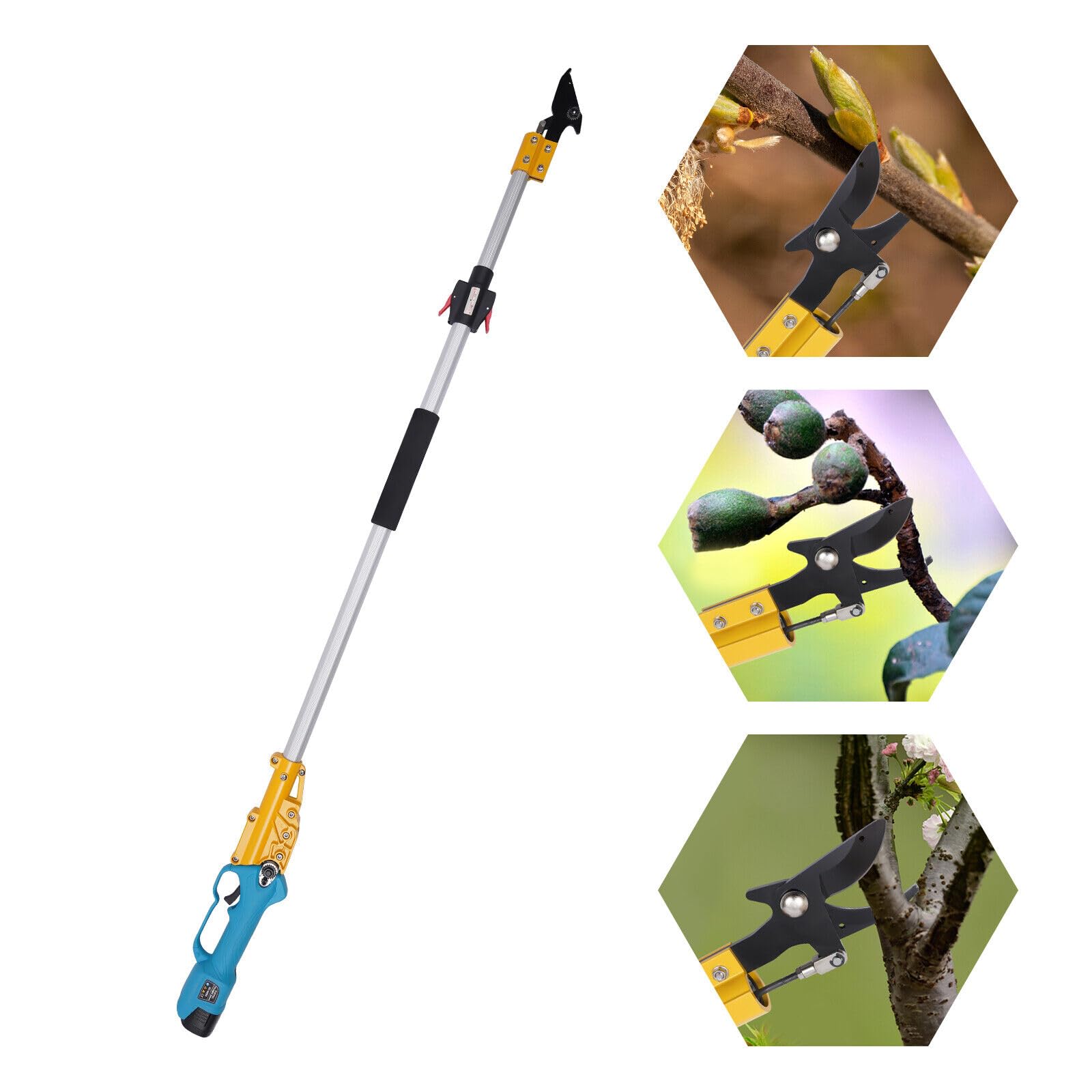 **Cordless Electric Pruning Shears with 2 Spare 2.0Ah Lithium Batteries & Extendable Pole (1.44-2m) – Lightweight Branch Cutter for Gardening, Landscaping, and Tree Trimming**    *(Perfect for Home Gardeners, Professional Landscapers, and Orchard Maintenance – Effortlessly Trim Bushes, Trees, and Thick Branches!)*