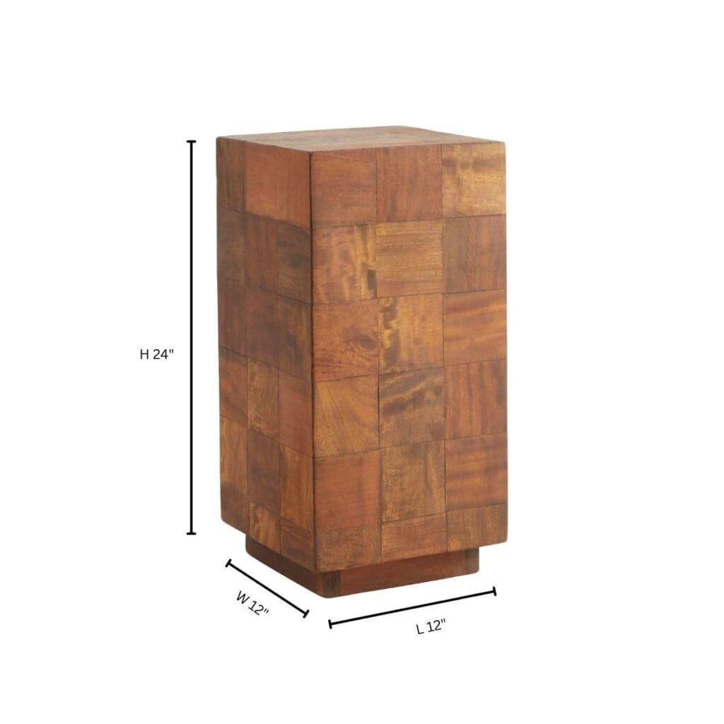 Cyan Design 11606 Halma Pedestal - Solid Oak Wood Small Accent Table for Living Room, Bedroom & Entryway Decor
