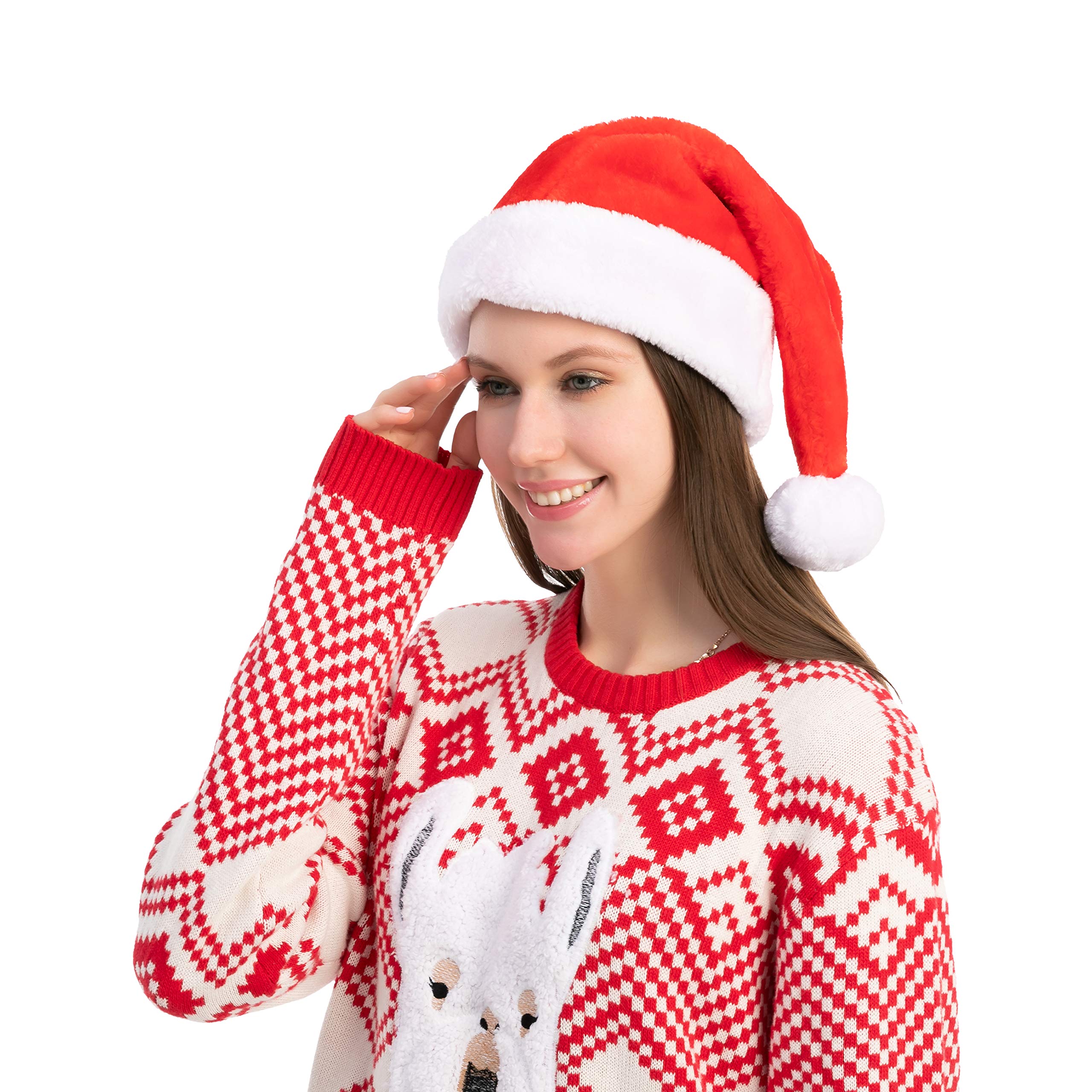8 Pcs Premium Santa Hats - Red Velvet Christmas Hats with Plush Trim & Grey Brim | Bulk Holiday Party Favors for Kids & Adults (One Size Fits All) | Perfect for Christmas Parties, Family Gatherings & Festive Photo Shoots