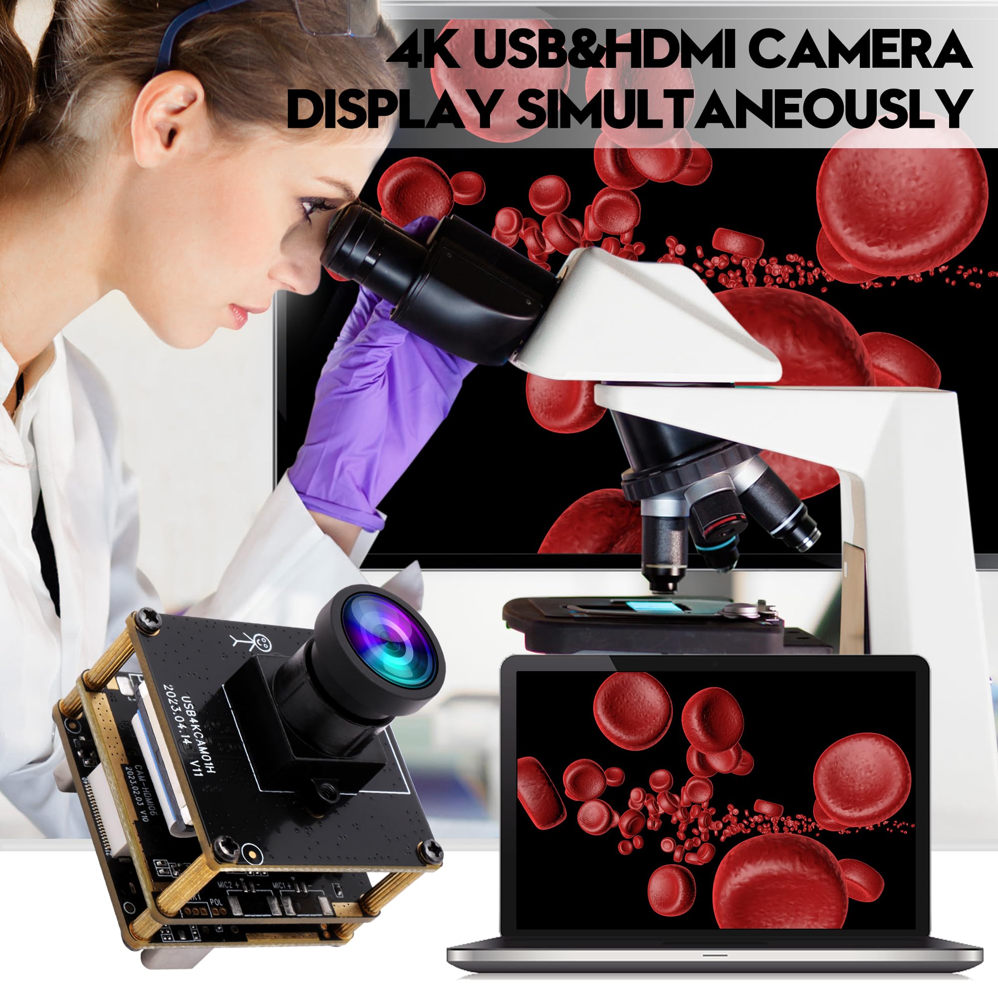 4K USB Camera with IMX415 Sensor - 120° Wide Angle Lens, No Distortion, H.265 Support - Compatible with Windows, Linux, Android, Mac OS - Perfect for Video Conferencing, Live Streaming & Online Classes