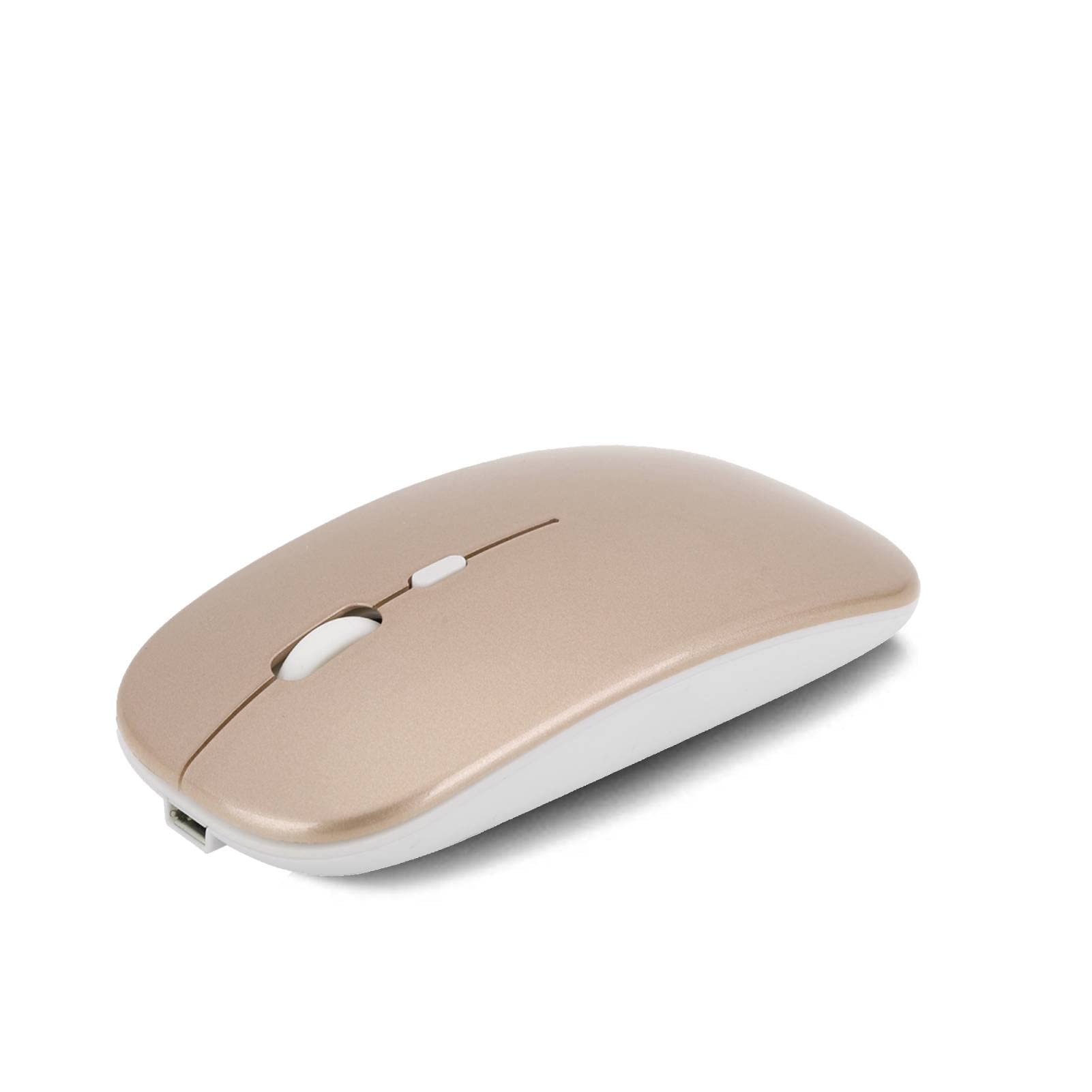 2.4G Wireless Silent Mouse with USB Receiver - Dual Mode Ergonomic Computer Mouse for Laptop, PC, Tablet, Notebook - Gold (Perfect for Office, Home & Travel Use)