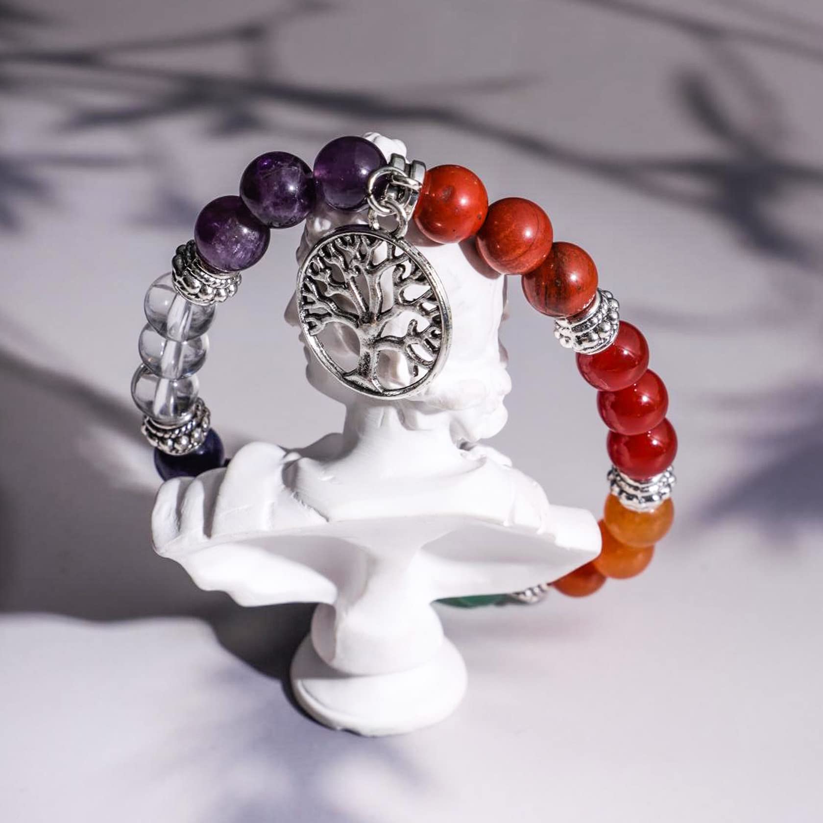 MILAKOO 7 Chakra Healing Beads Bracelet with Tree of Life Pendant - Spiritual Energy Balance Yoga Meditation Jewelry for Women & Men - Perfect for Yoga, Meditation & Positive Energy Boosting