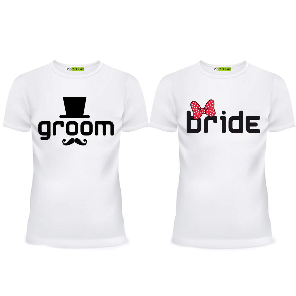 Groom & Bride Matching Couple T-Shirts - Newlywed Wedding Shirts for Him & Her - Perfect for Engagement Photos, Honeymoon & Anniversary Celebrations