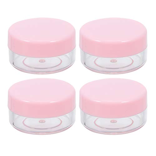 EXCEART 100pcs Clear Plastic Cosmetic Jars 10g - Round Leak-Proof Empty Cream Containers with Lids for Beauty Products, Lotions, Scrubs & Bath Salts (Pink) - Perfect for DIY Skincare, Travel Samples & Salon Use