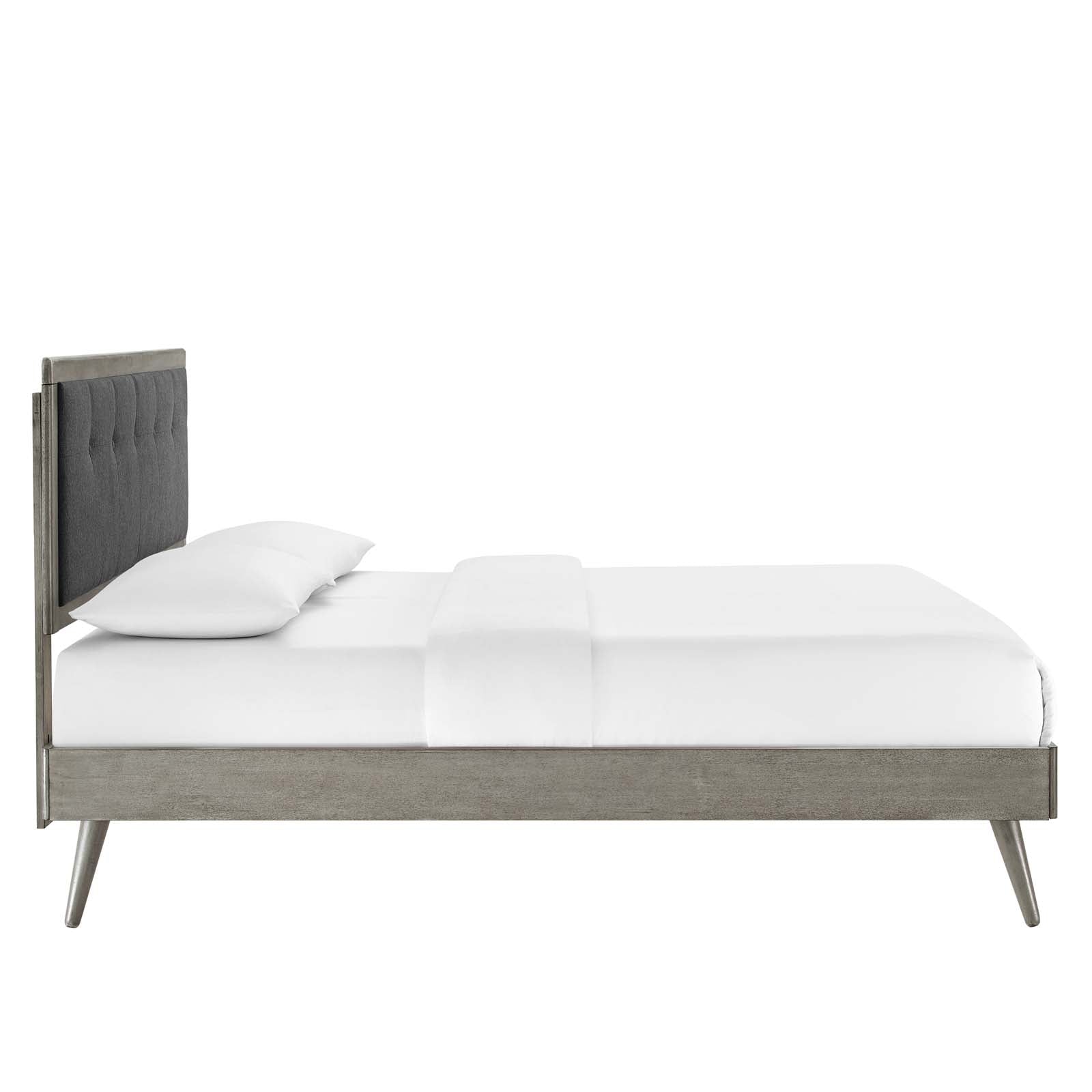 Stylish Willow Wood Platform Bed with Splayed Legs - Modern Bedroom Furniture for Home Decor | Perfect for Master Bedroom, Guest Room & Apartment Living