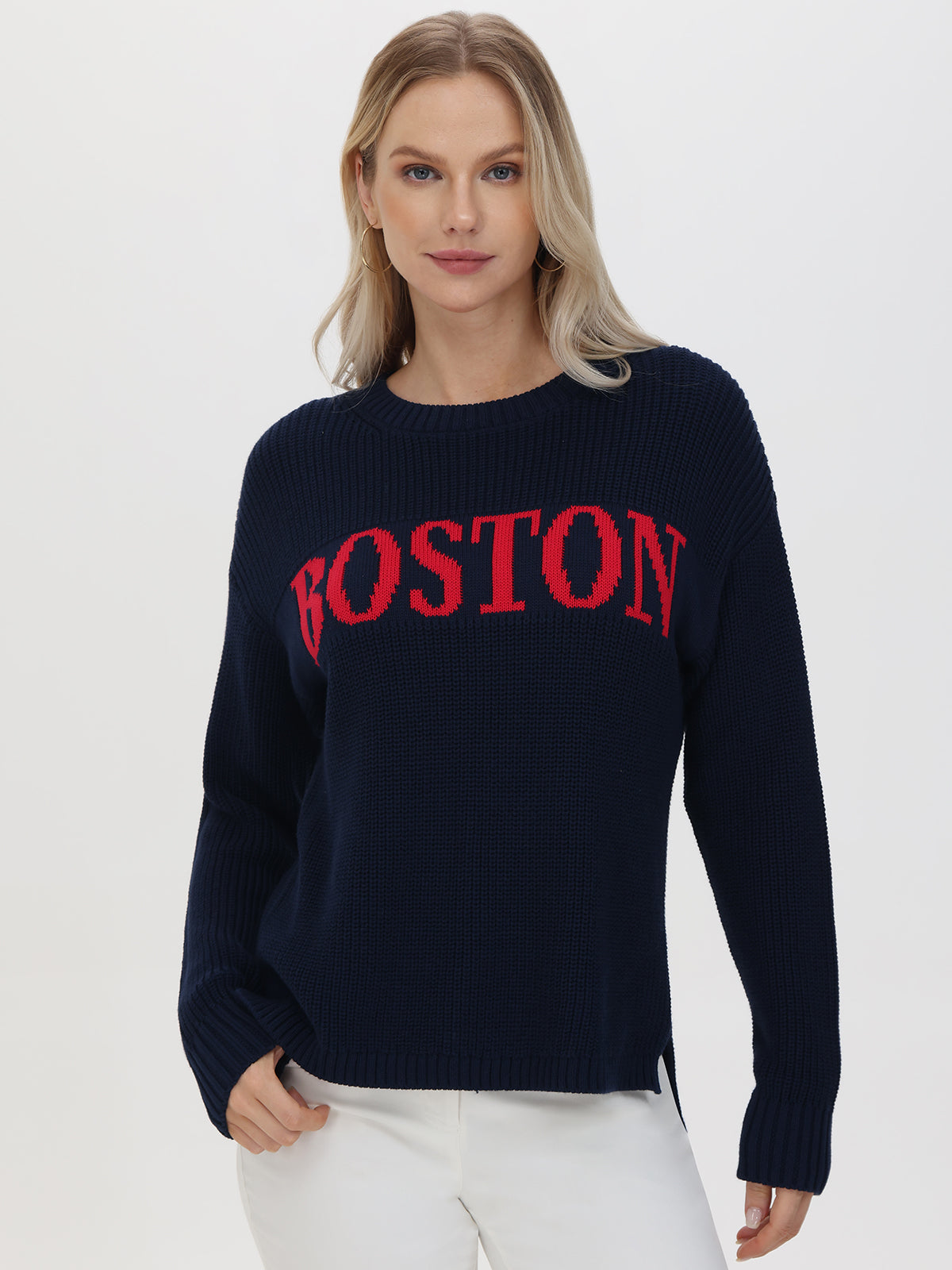 Boston Crewneck Shaker Stitch Sweater for Men - Classic Knit Pullover for Casual Wear, Office & Fall Outfits