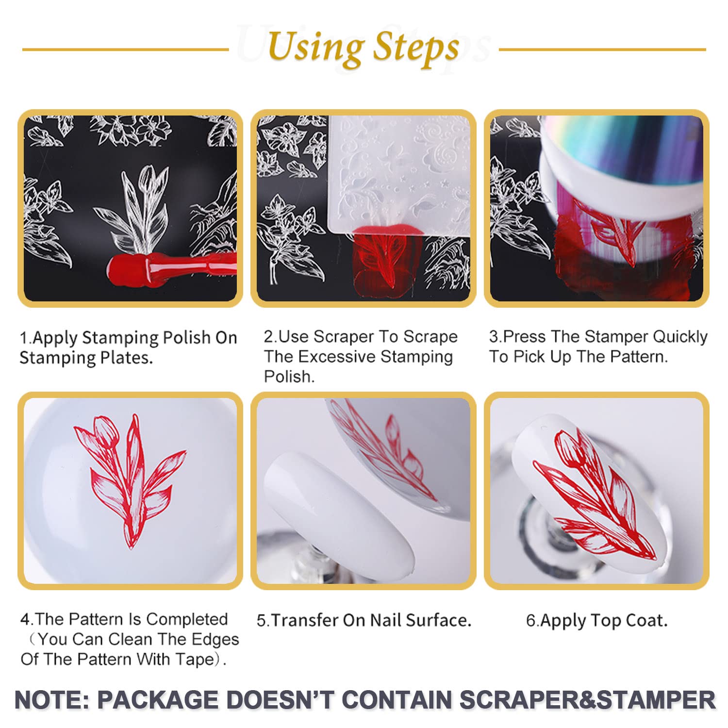 6-Piece Valentine's Day Nail Stamp Kit - Heart Nail Art Stamping Plates, Stencils & Polish Tools for Acrylic Nails | DIY Holiday Nail Designs for Parties, Gifts & Romantic Dates