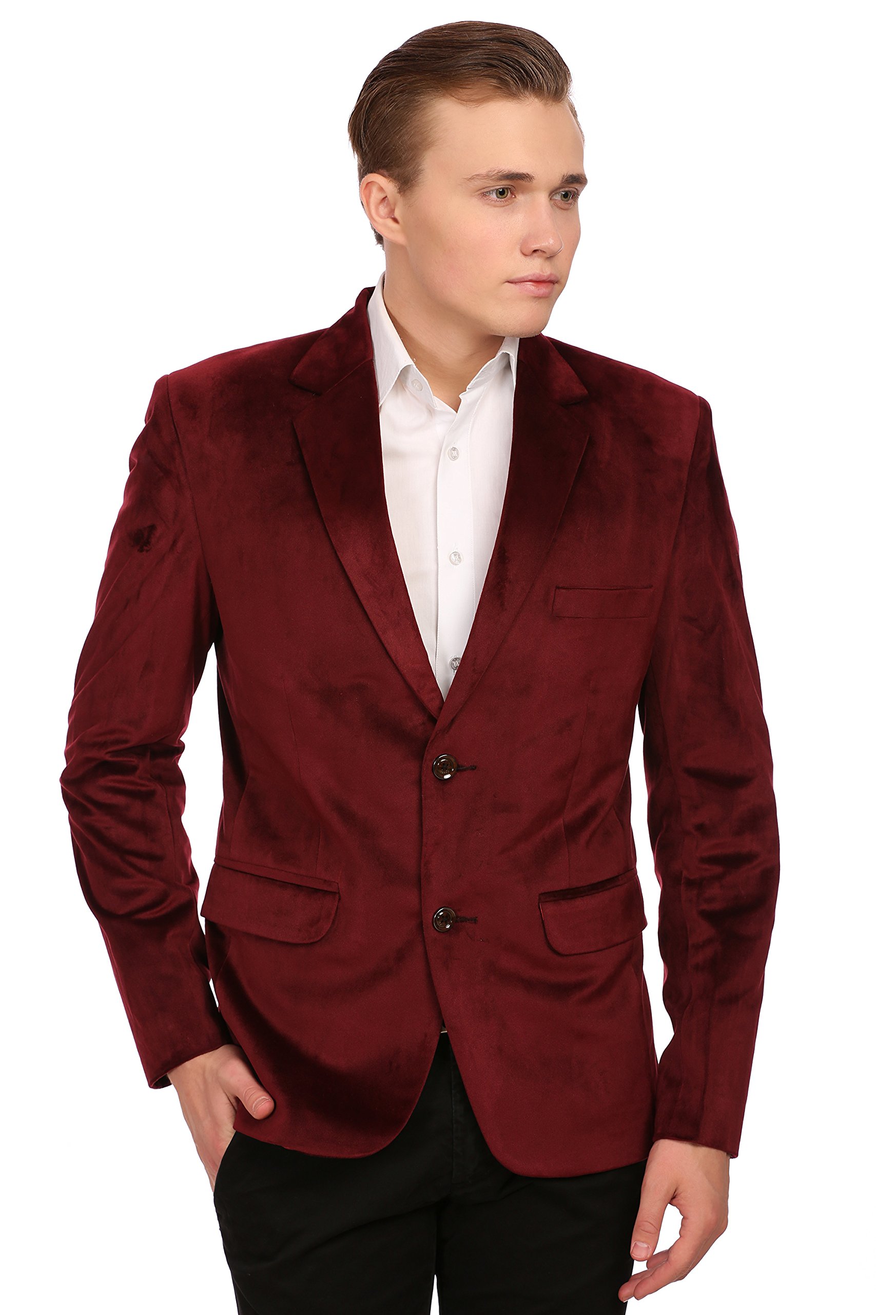 Vintage Men's Cotton Velvet Blazer - Slim Fit Single Breasted Formal Jacket for Weddings, Parties & Business Events