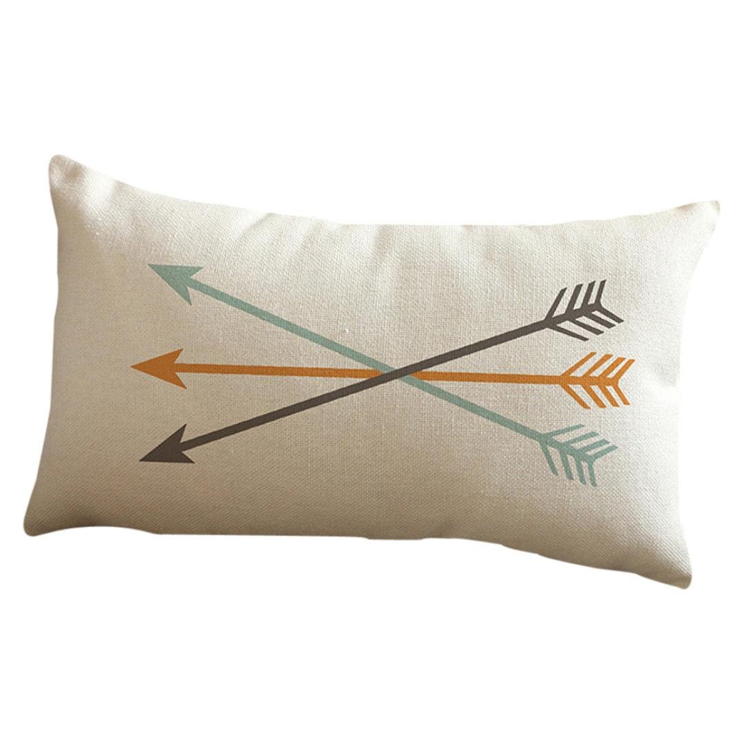 Premium Cotton Linen Arrow Print Decorative Pillow Cover - Rectangle Throw Pillow Case for Bed, Sofa, Car & Home Decor - Perfect for Festivals, Living Room Accents and Comfortable Waist Support