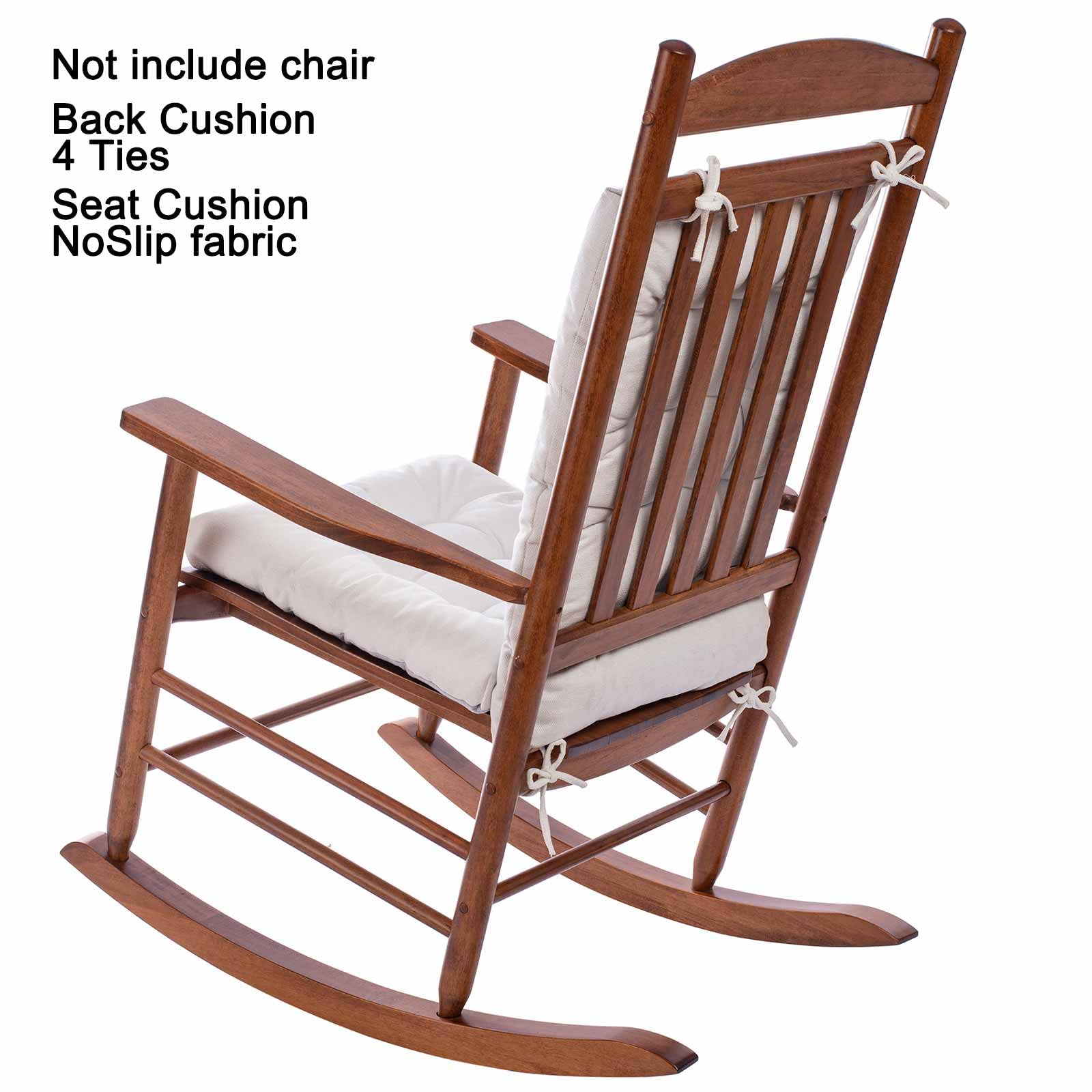POMIU Rocking Chair Cushion Set - Comfortable Seat & Back Cushions for Office, Dining, and Kitchen Chairs - Soft Indoor Chair Pads in White for Home & Workspace Use
