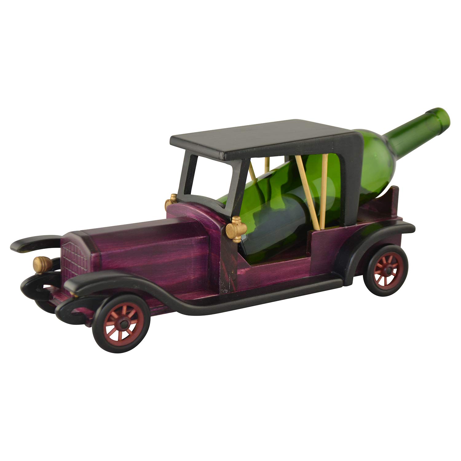 Vintage Wooden Wine Bottle Holder - Purple Car Design - Perfect for Birthday Gifts, Home Bar Decor & Party Accessories