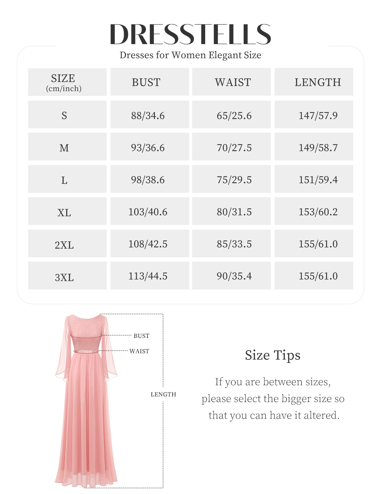 DRESSTELLS Women's Elegant Lace Chiffon Long Dress for Wedding Guest, Bridesmaid, Prom, Party & Evening Events 2024 - Perfect for Formal Occasions, Church Gatherings and Special Celebrations