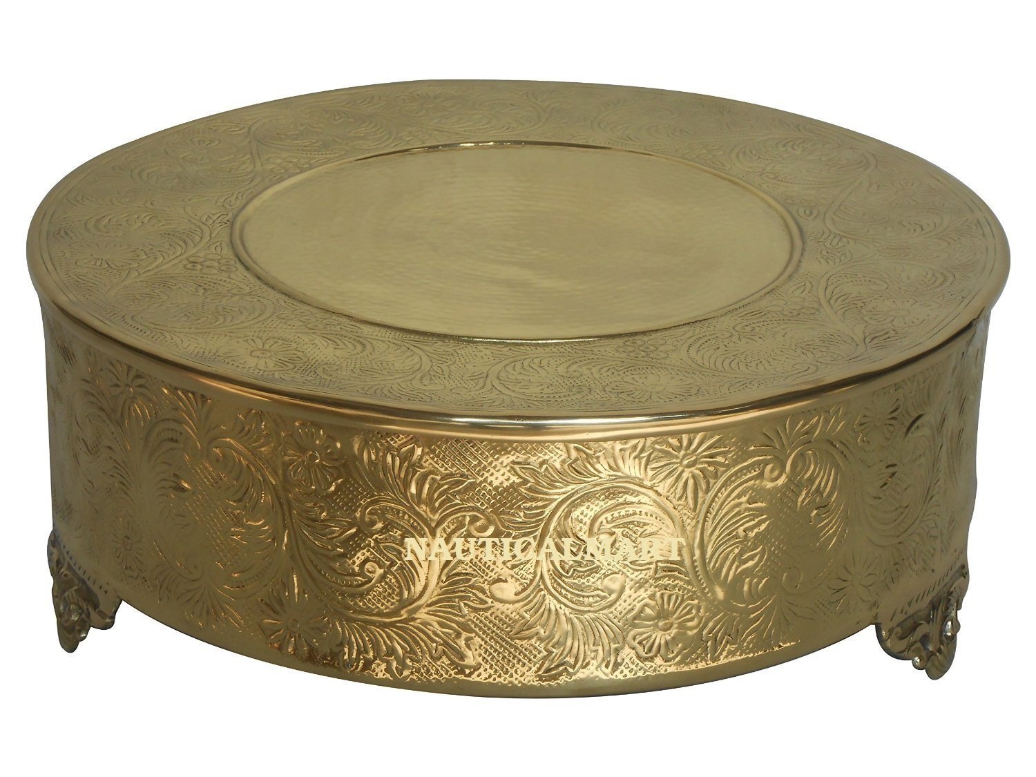 NauticalMart 20-Inch Round Classic Gold Cake Stand - Elegant Wedding, Birthday, and Dessert Display for Parties and Events