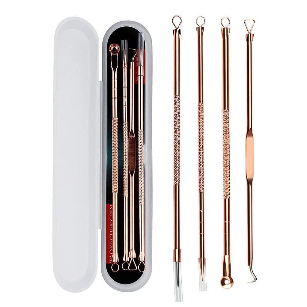 MAPPERZ Blackhead & Acne Removal Kit - 4 Pc Professional Comedone Extractor Tools for Whiteheads & Pimples on Nose & Face (Includes Storage Case) - Perfect for At-Home Skincare Routine & Spa Treatments
