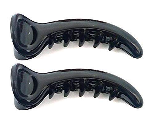 KGR SPLASH Black Large Glossy Banana Hair Clips for Women & Girls - Pack of 3 | Perfect for Ponytails, Braids & Updos