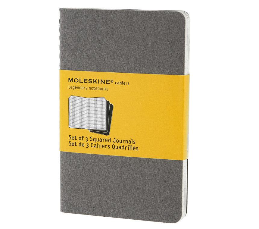 Premium Moleskine Squared Cahier Journal Set of 3 - Lined Notebooks for Writing, Sketching & Note Taking - Perfect for Students, Artists & Professionals - Durable Kraft Paper Cover