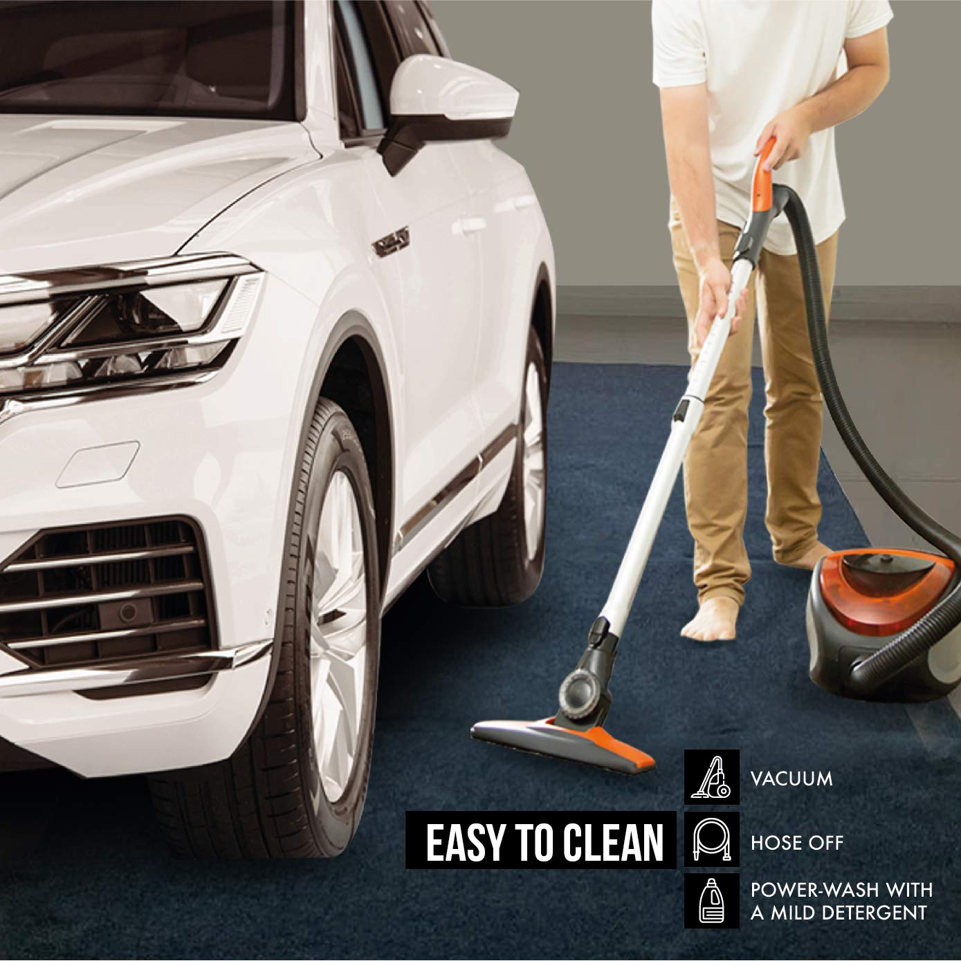 **Waterproof Runner Rug and Garage Floor Mat - 2 Rolls, 7.4’ x 8.4’ Each - Non-Slip Rubber Backing for Cars, Vehicles, Hallway, Entryway, Indoor Flooring & Home Gym - Includes Double-Sided Tape - Perfect for High-Traffic Areas, Mudrooms & Workshop Protection**