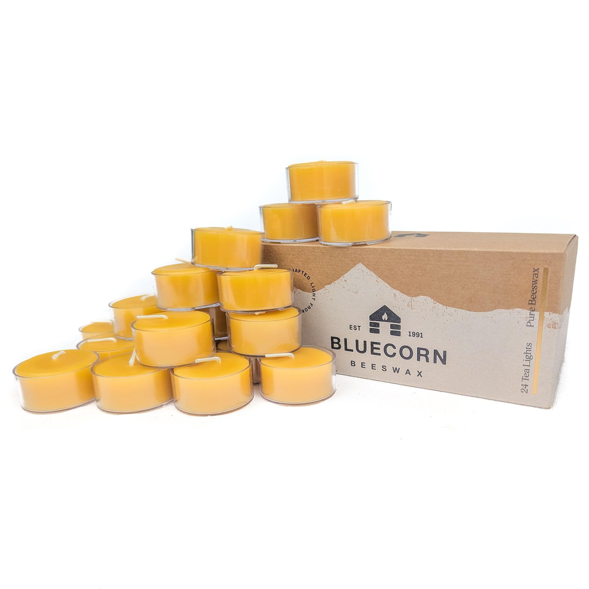 100% Pure Beeswax Tealight Candles - Natural Long Burning (4-5 Hours) | Soy, Paraffin & Fragrance Free | Handmade in Colorado | Bulk 24-Pack | Perfect for Aromatherapy, Meditation & Home Decor