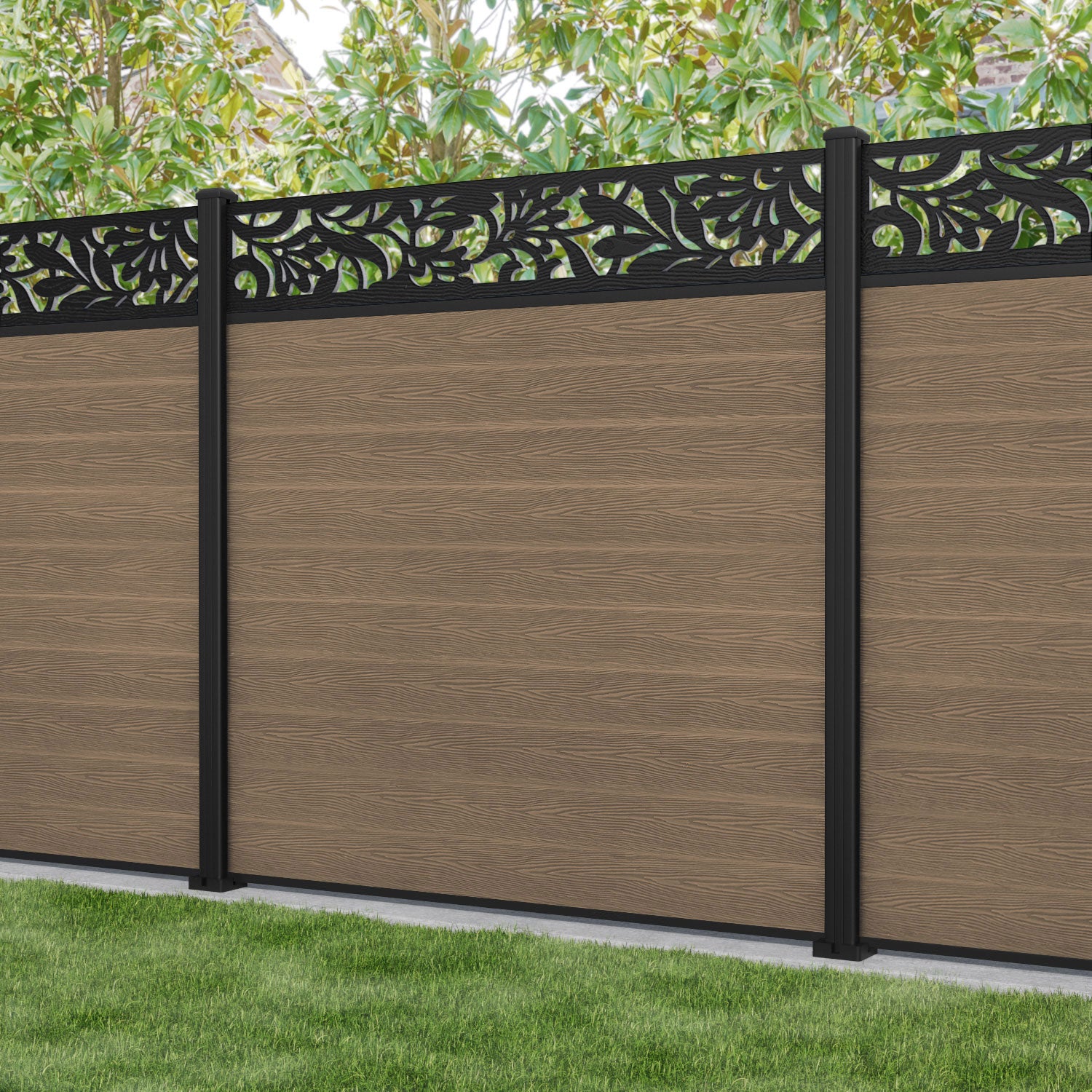 Premium Teak Wood Classic Heritage Fence Panel with Durable Aluminum Posts - Perfect for Garden, Backyard, and Outdoor Privacy Fencing