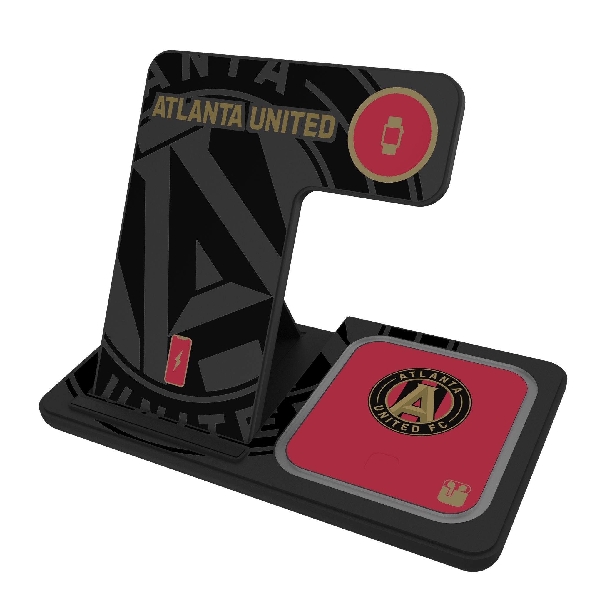 Atlanta United FC Monocolor Tilt 3-in-1 Wireless Charging Station for iPhone, Android & AirPods - Fast Charging Stand for Home, Office & Travel