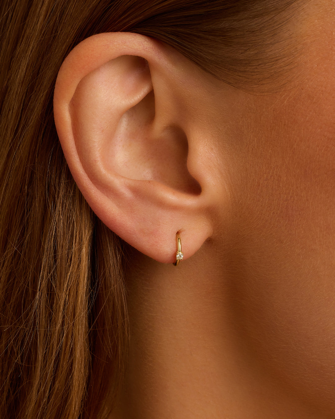 Diamond Solitaire Single Huggie Earrings for Women - 14K Gold Huggie Hoop Earrings for Everyday Wear & Special Occasions