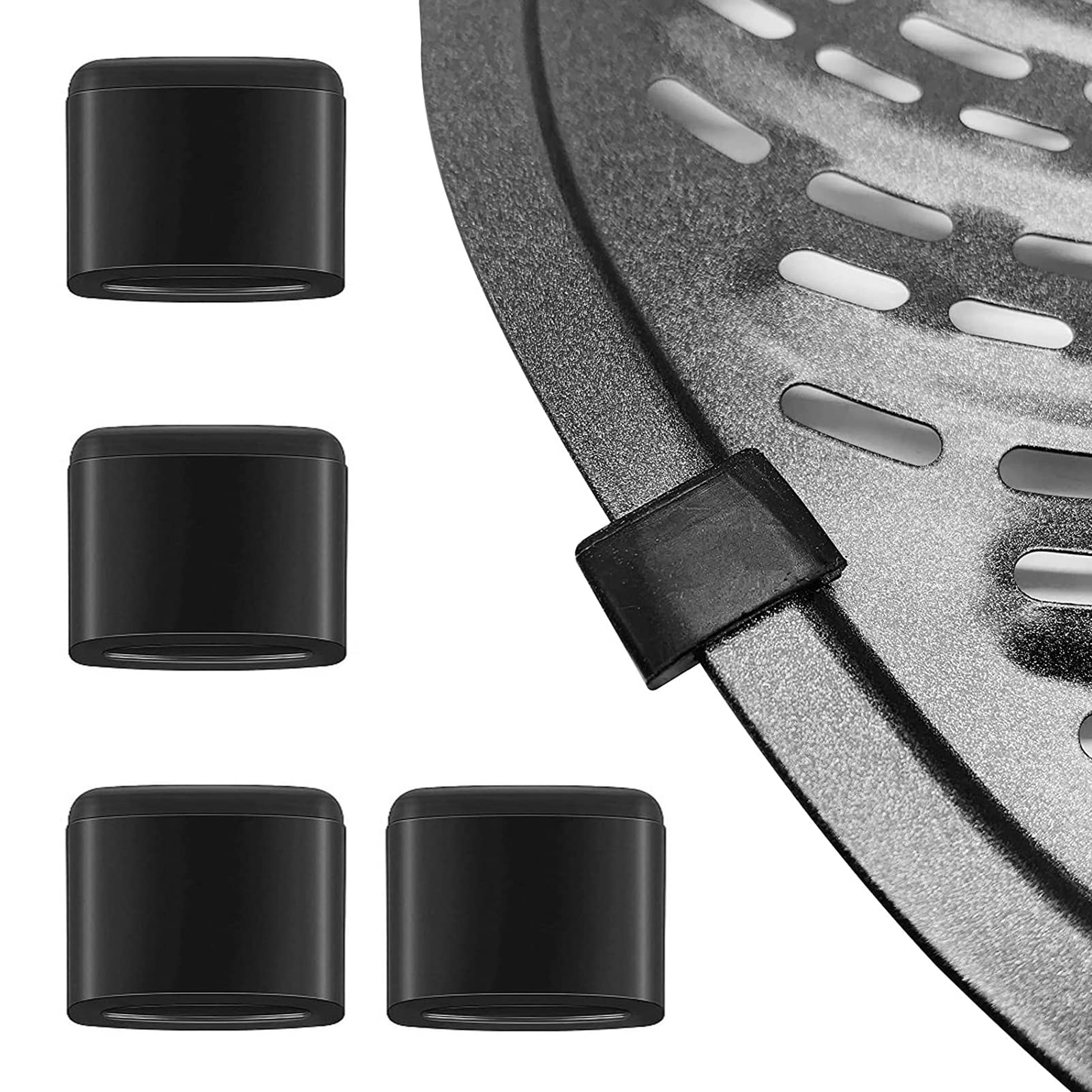4PCS Premium Air Fryer Rubber Bumpers & Feet Replacement Parts - Non-Slip Silicone Tips for Chefman Powel XL & Other Air Fryer Trays - Perfect for Kitchen Safety & Stability