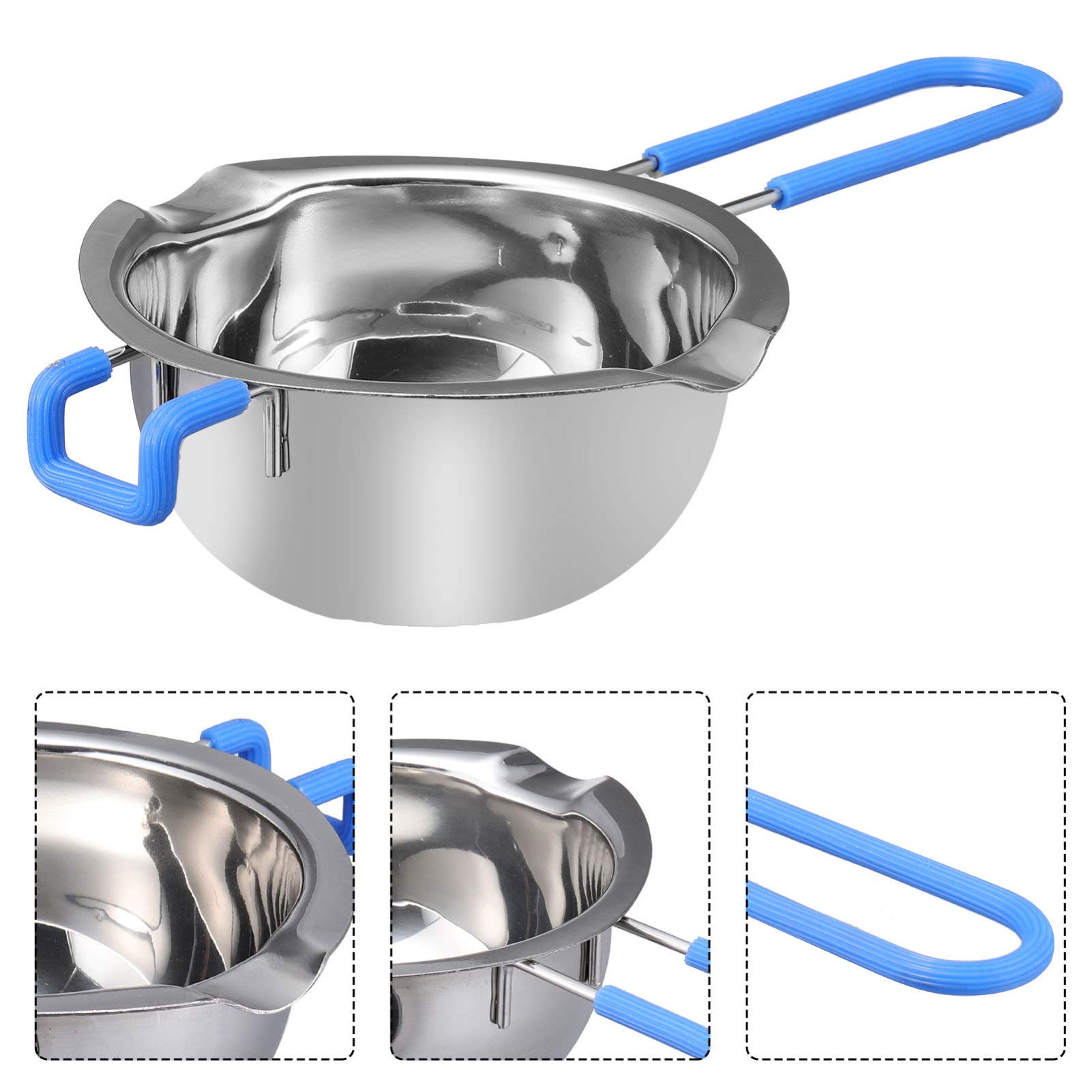 Premium Stainless Steel Chocolate Melting Pot with Non-Stick Coating - Double Boiler Candy Warmer for Butter, Chocolate, Cheese & Candy Making - Ideal for Baking, Dessert Prep & DIY Candy Crafts (Blue)