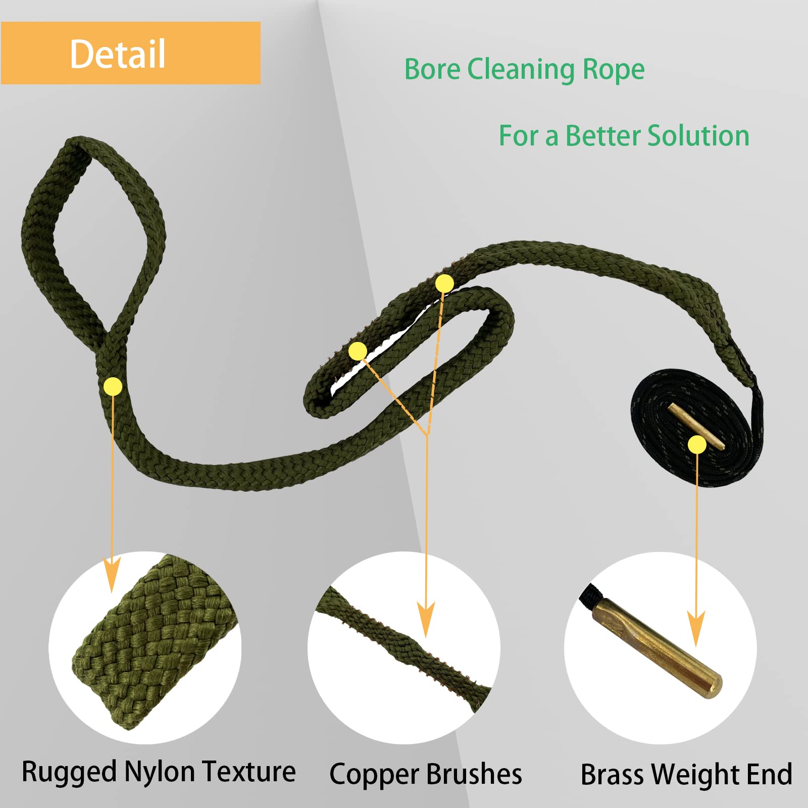 2 Pack Gun Cleaning Snake - Rifle Bore Cleaning Rope for Pistol, Handgun, Shotgun (.22, .223, 5.56mm, .380, 9mm, 12GA, .308, .357, .44, .45 Caliber) | Perfect for Range Days & Home Firearm Maintenance