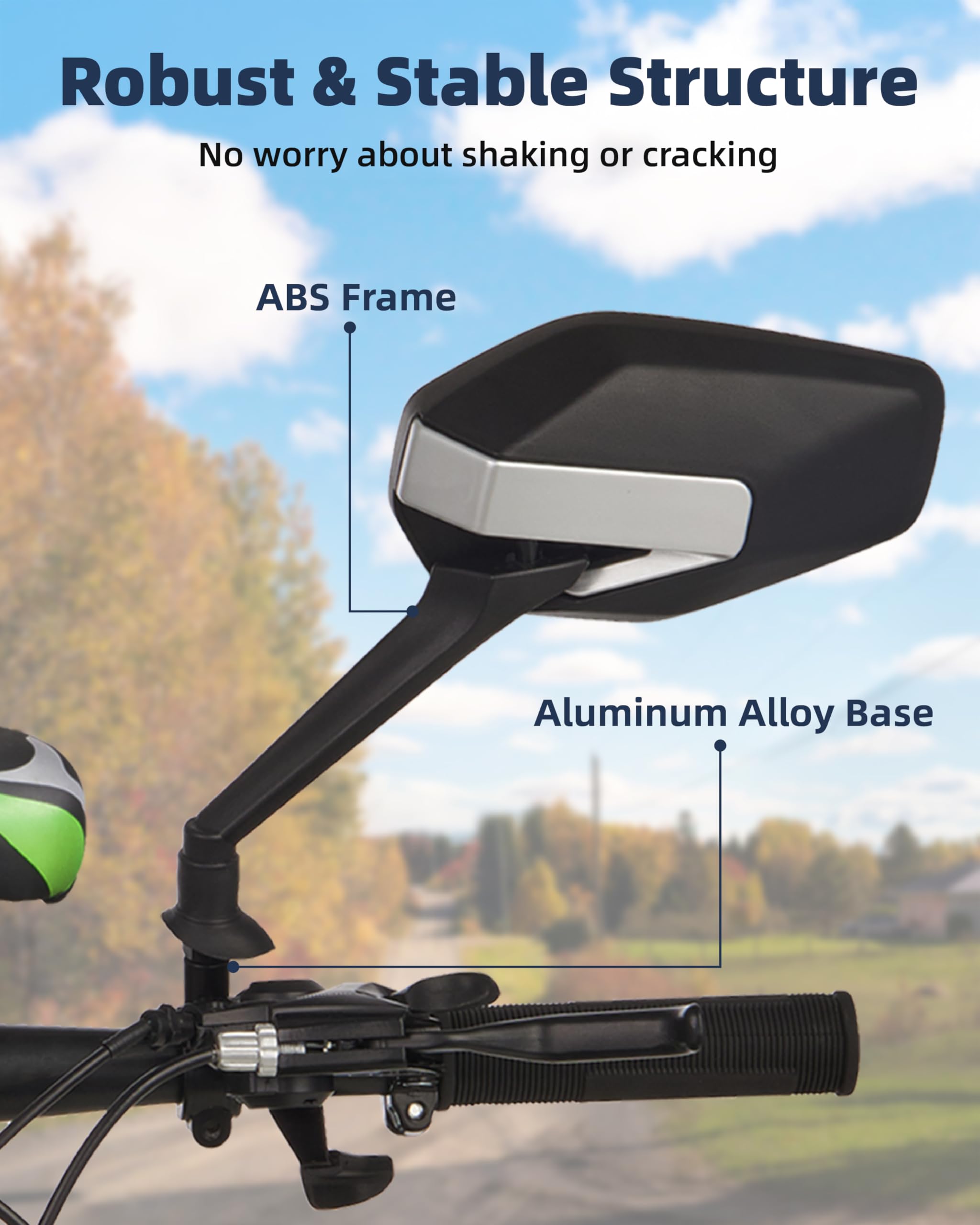 2 Pack Bike Mirror - 360° Adjustable Handlebar Mount Safety Rear View Mirror with Scratch Resistant Glass Lens - Fits Mountain Bikes, Road Bikes, E-Bikes & Scooters - Perfect for Commuting, Cycling Safety & Urban Riding