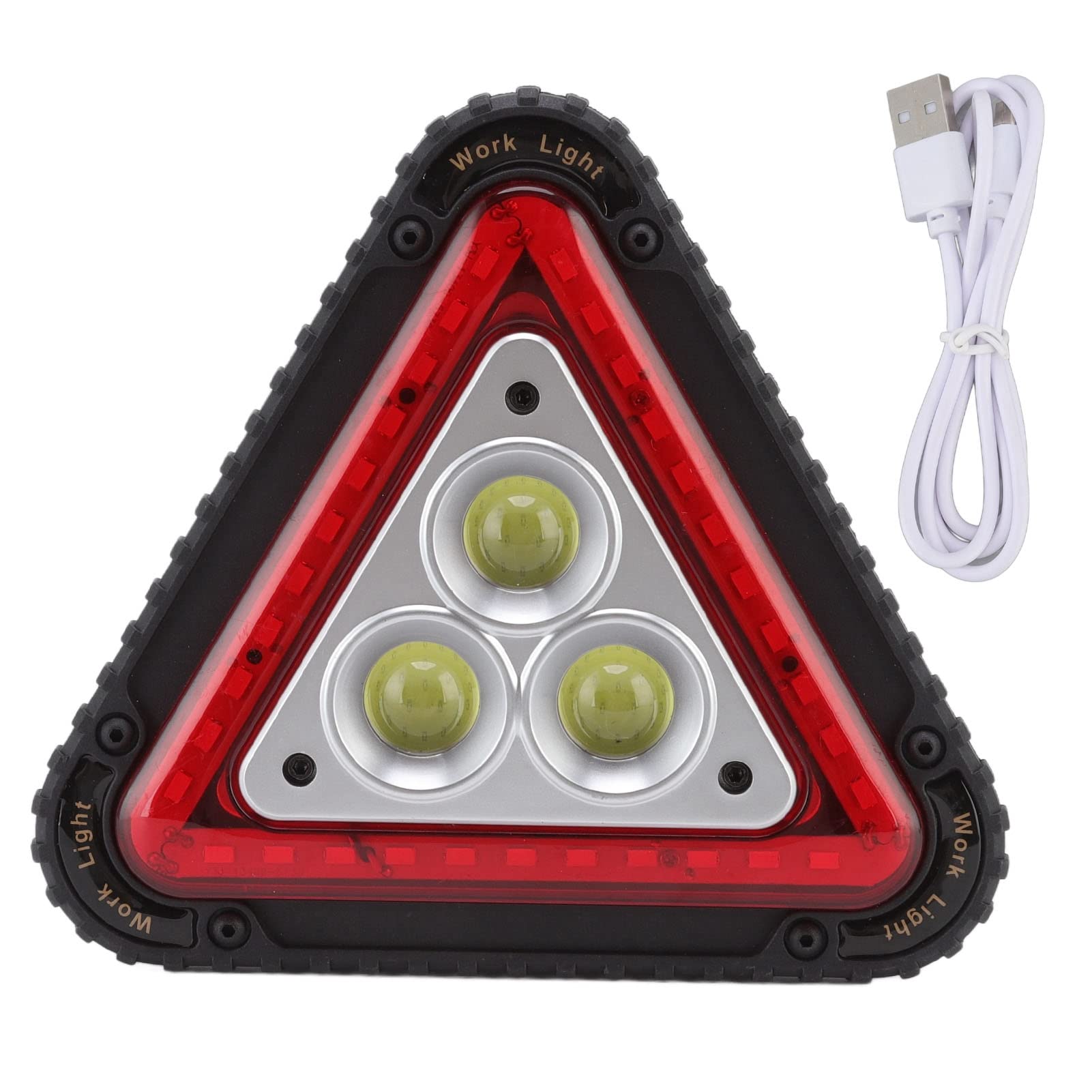 Haofy COB LED Work Light with USB Charging - Multifunctional Red Floodlight for Car Repair, Emergency Warning & Roadside Assistance - Durable Triangle Light for Mechanics, Truck Drivers & Emergency Kits