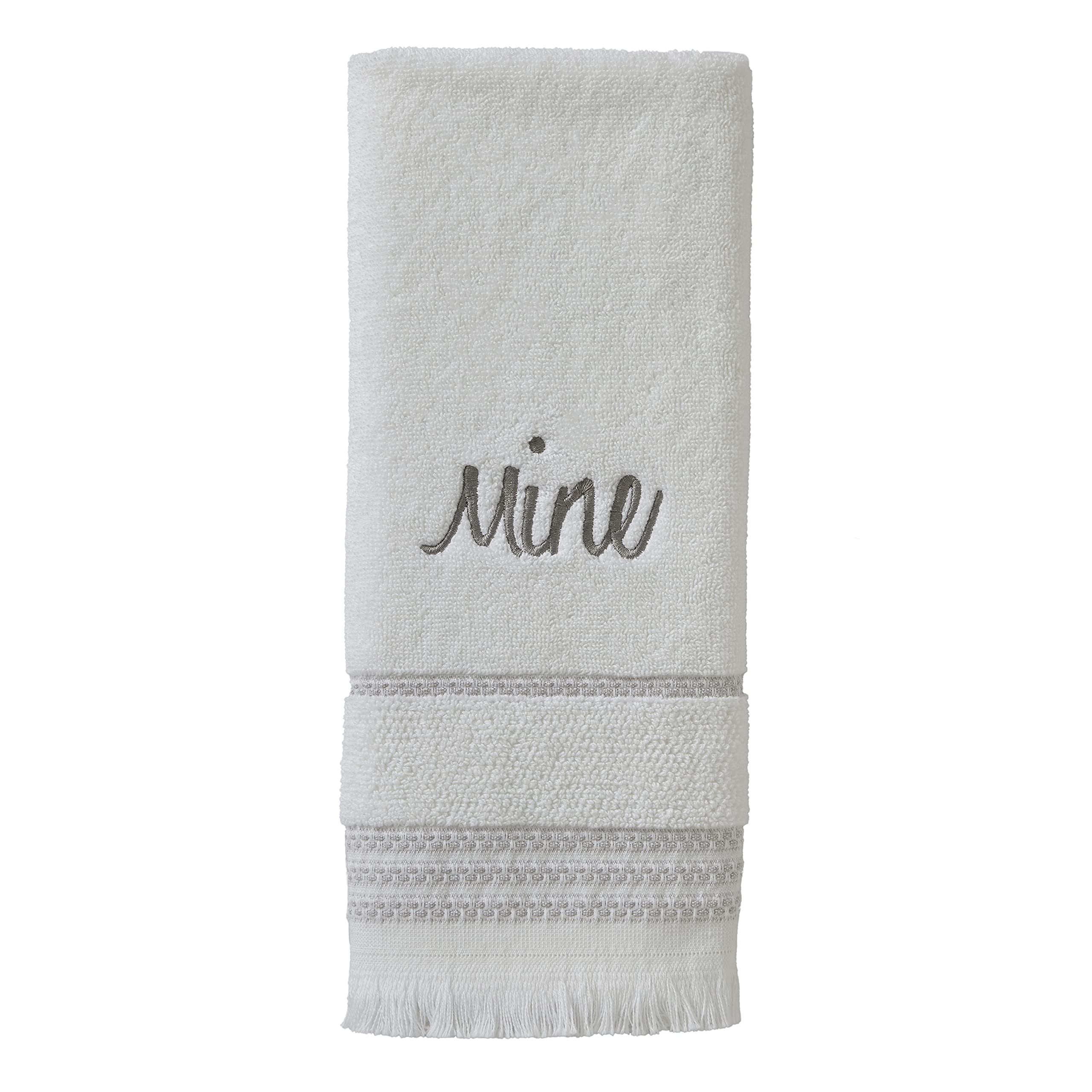 SKL Home Yours & Mine Hand Towel Set - 100% Cotton Soft Bath Towels (Set of 2) - Perfect for Guest Bathrooms, Powder Rooms & Kitchen Decor