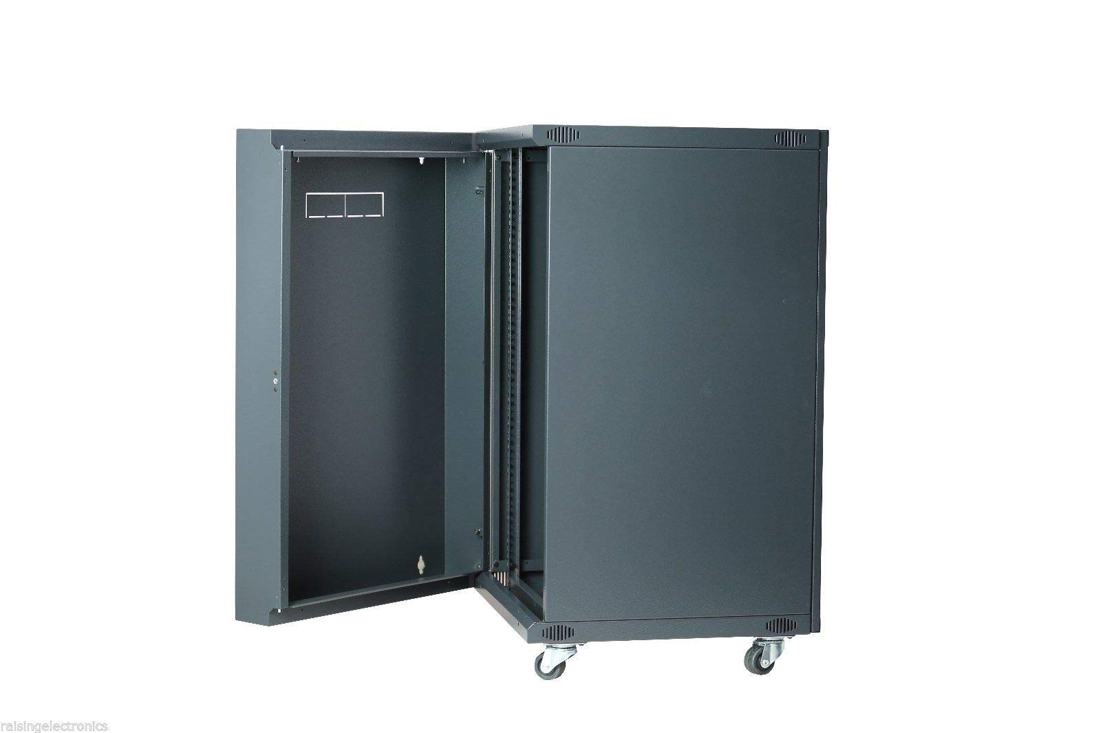 18U Wall Mount Server Rack Cabinet with Lockable Glass Door - Network Equipment Enclosure for Data Centers, Offices & Home Use