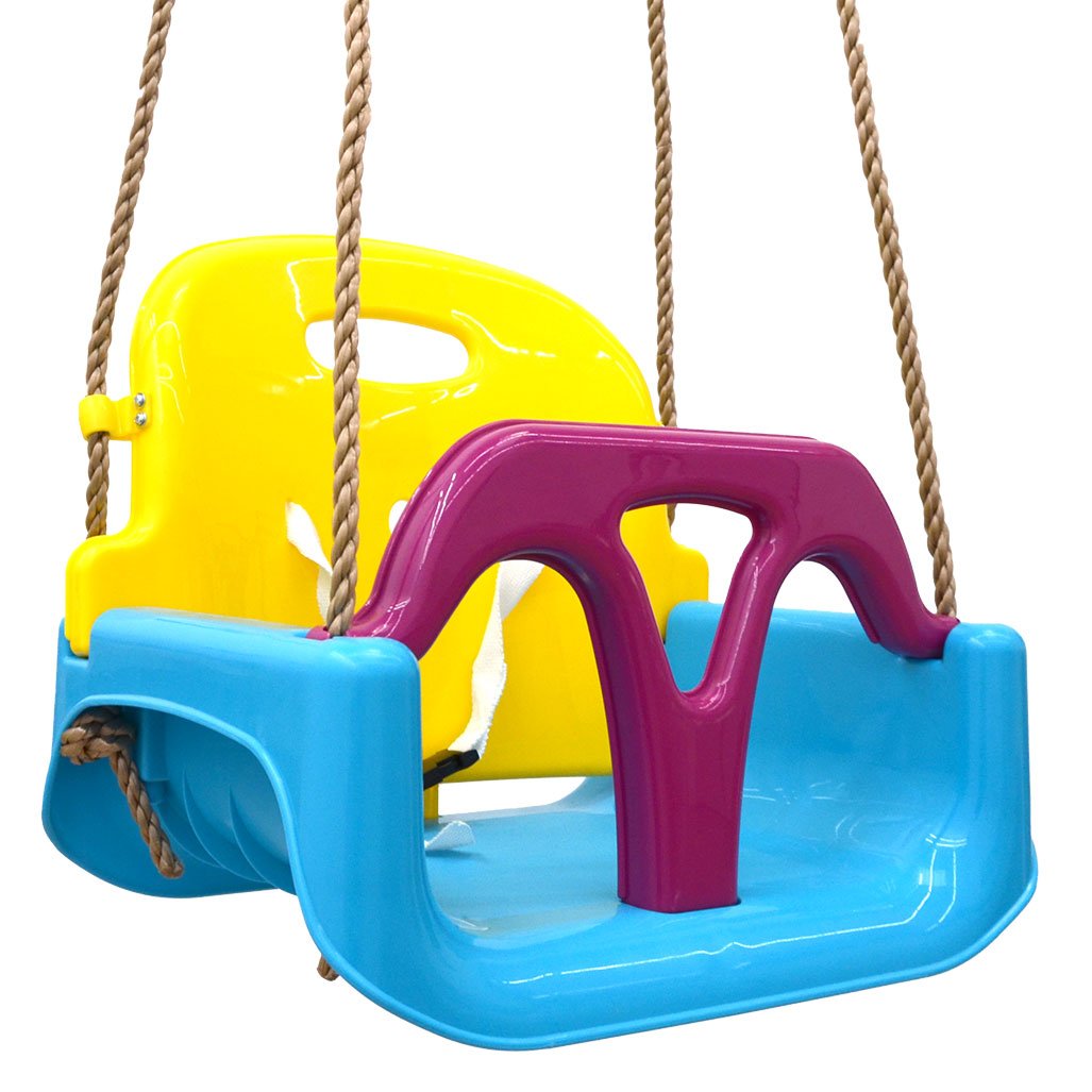 LittleTom 3-in-1 Baby Swing Chair 40x43x33cm for Infants 6-72 Months - Blue & Yellow | Portable Infant Seat for Indoor, Outdoor & Travel Use