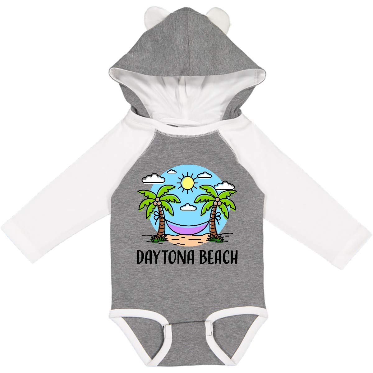 Inktastic Summer Vacation in Daytona Beach Long Sleeve Baby Bodysuit - Soft Cotton Creeper for Boys & Girls - Beach Outfit, Family Vacation Wear, Photoshoot Essentials