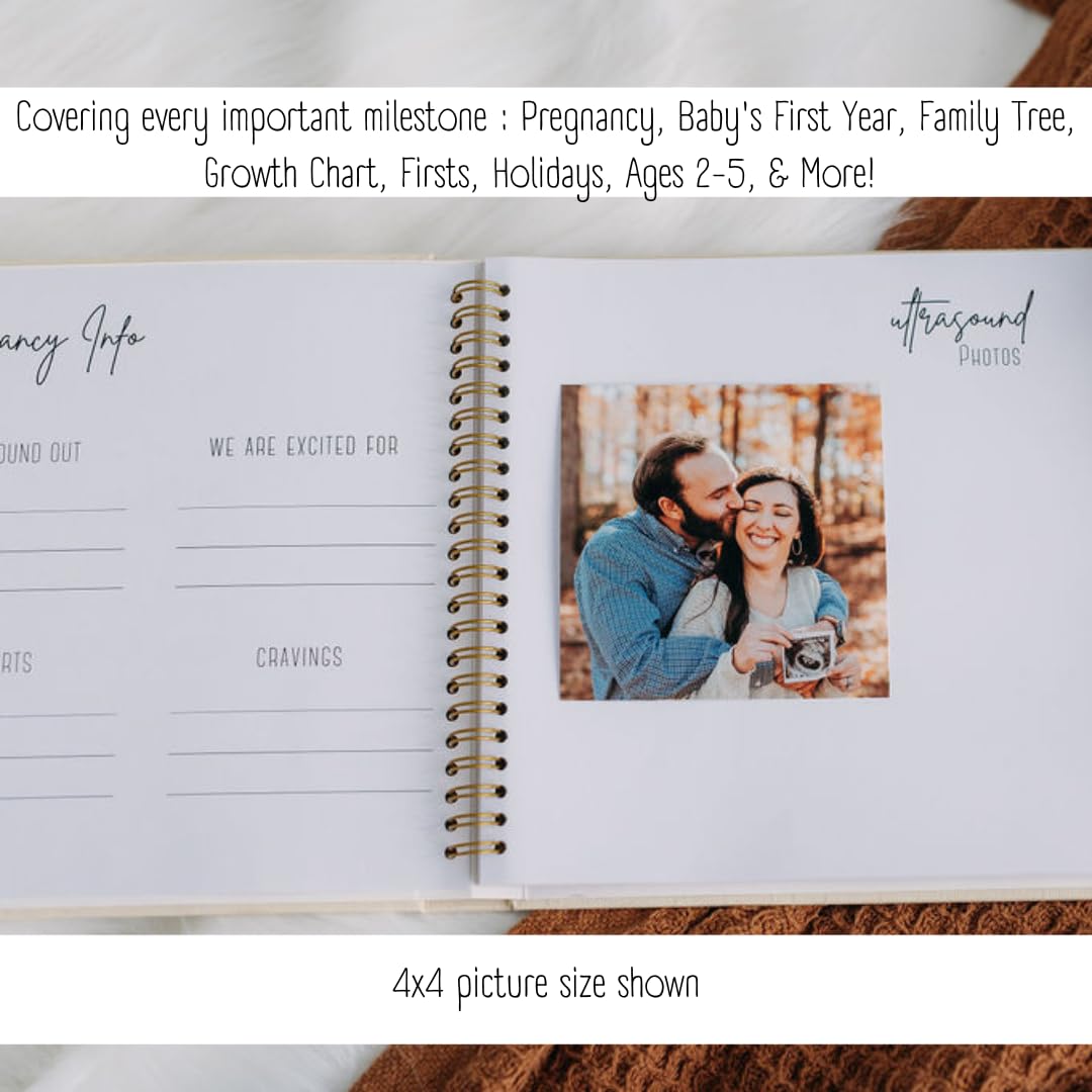 Minimalist Olive Baby Memory Book - Gender Neutral Keepsake Photo Album for New Parents | First Year Baby Journal, Baby Shower Gift & Registry Essential for Moms & Dads | Perfect for Capturing Milestones, First Photos & Special Memories