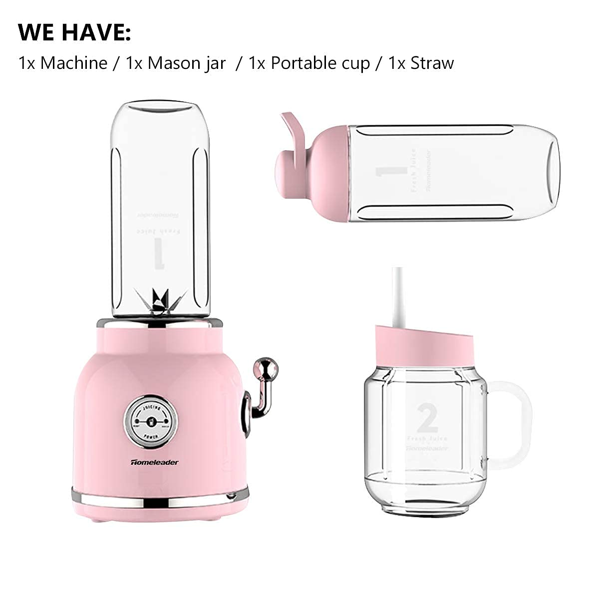 Homeleader 600W Personal Blender for Smoothies & Protein Shakes - 21oz Portable Blender with 6 Stainless Steel Blades, Travel Cup & Leakproof Lid - Perfect for Gym, Office & Outdoor Adventures (Pink)