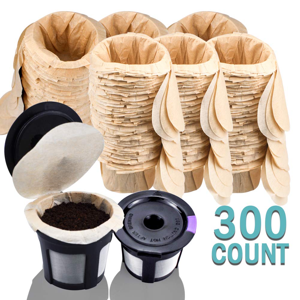 2 Reusable Keurig Cups & 300 Unbleached Keurig Coffee Pods Paper Filters with Lids - Eco-Friendly Disposable K-Cup Filters for Single Serve Coffee - Compatible with Keurig 2.0 & 1.0 Coffee Makers - Perfect for Home, Office, or Travel Use