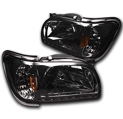 ZMAUTOPARTS LED Smoke Headlights & Chrome Trim Corner Lamps for 2001-2004 Toyota Tacoma - Durable Replacement Headlamps for Off-Road, Night Driving & Enhanced Visibility - Perfect for Adventure, Commuting & Custom Car Upgrades