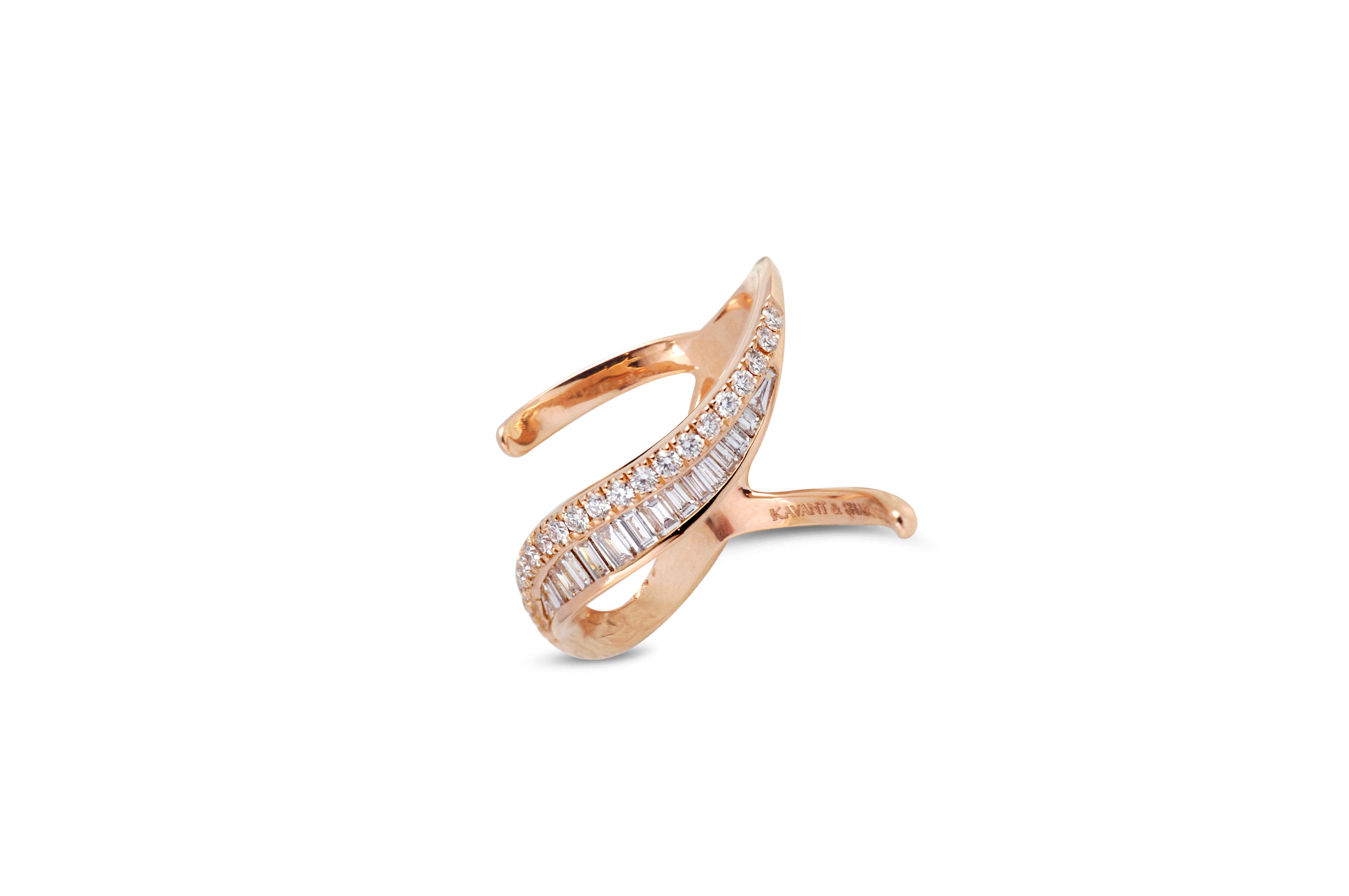 Talay 19 Diagonal Wave Diamond Ring - Elegant 925 Sterling Silver Stackable Band for Women | Perfect for Weddings, Anniversaries & Everyday Luxury Jewelry