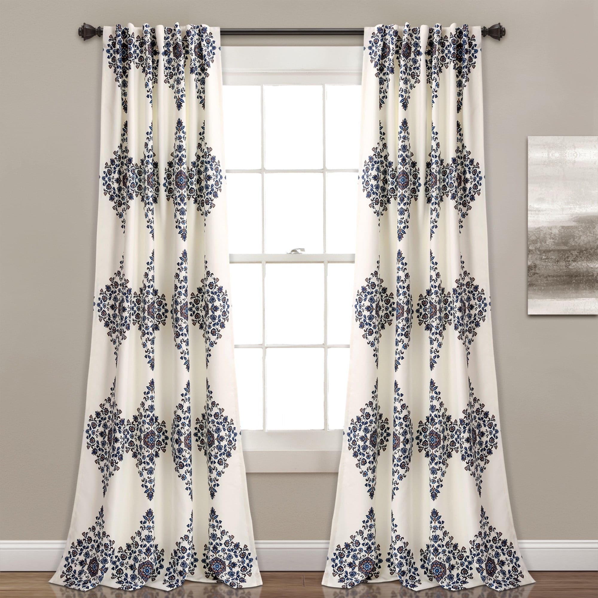 Keya Medallion Light Filtering Window Curtain Panel Set - Blackout Sheer Drapes for Living Room & Bedroom - Elegant Home Decor for Sun Protection & Privacy