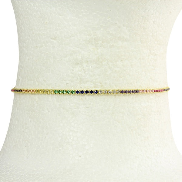 Rainbow Choker Necklace - Thin Adjustable Gothic Choker for Women & Girls - Perfect for Parties, Concerts & Cosplay