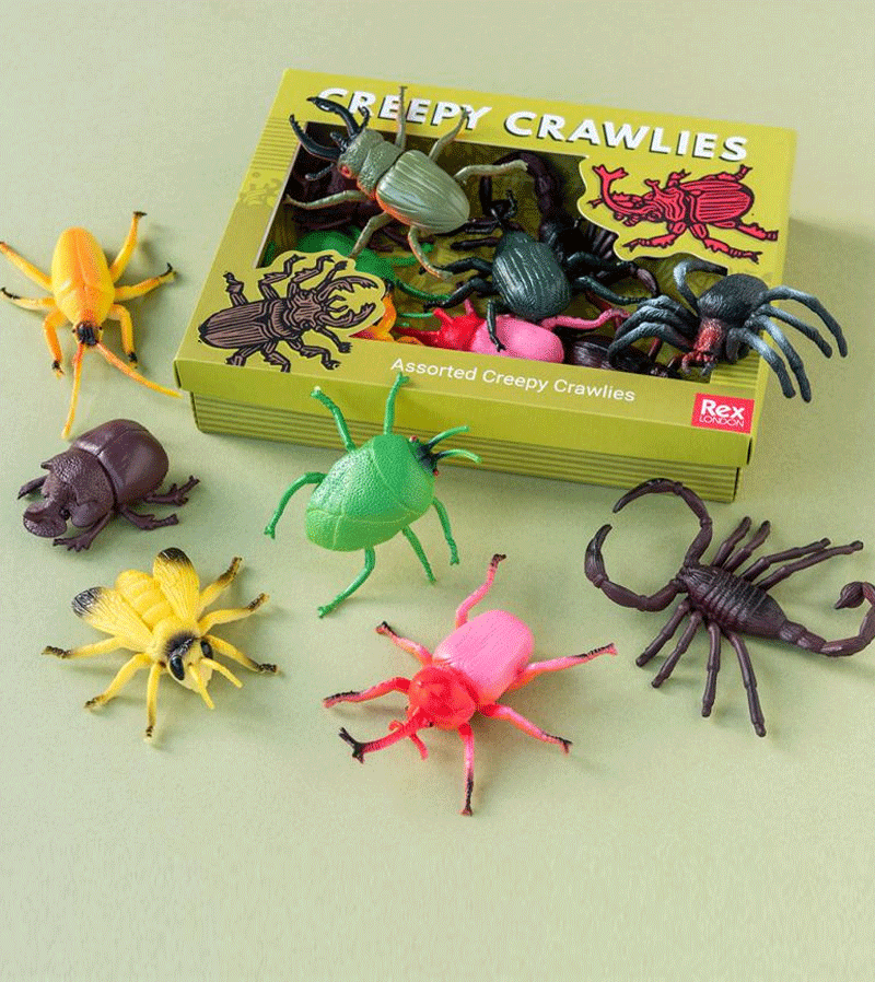 Box of 10 Realistic Plastic Creepy Crawly Insects - Perfect for Halloween Decorations, Prank Toys, and Science Education