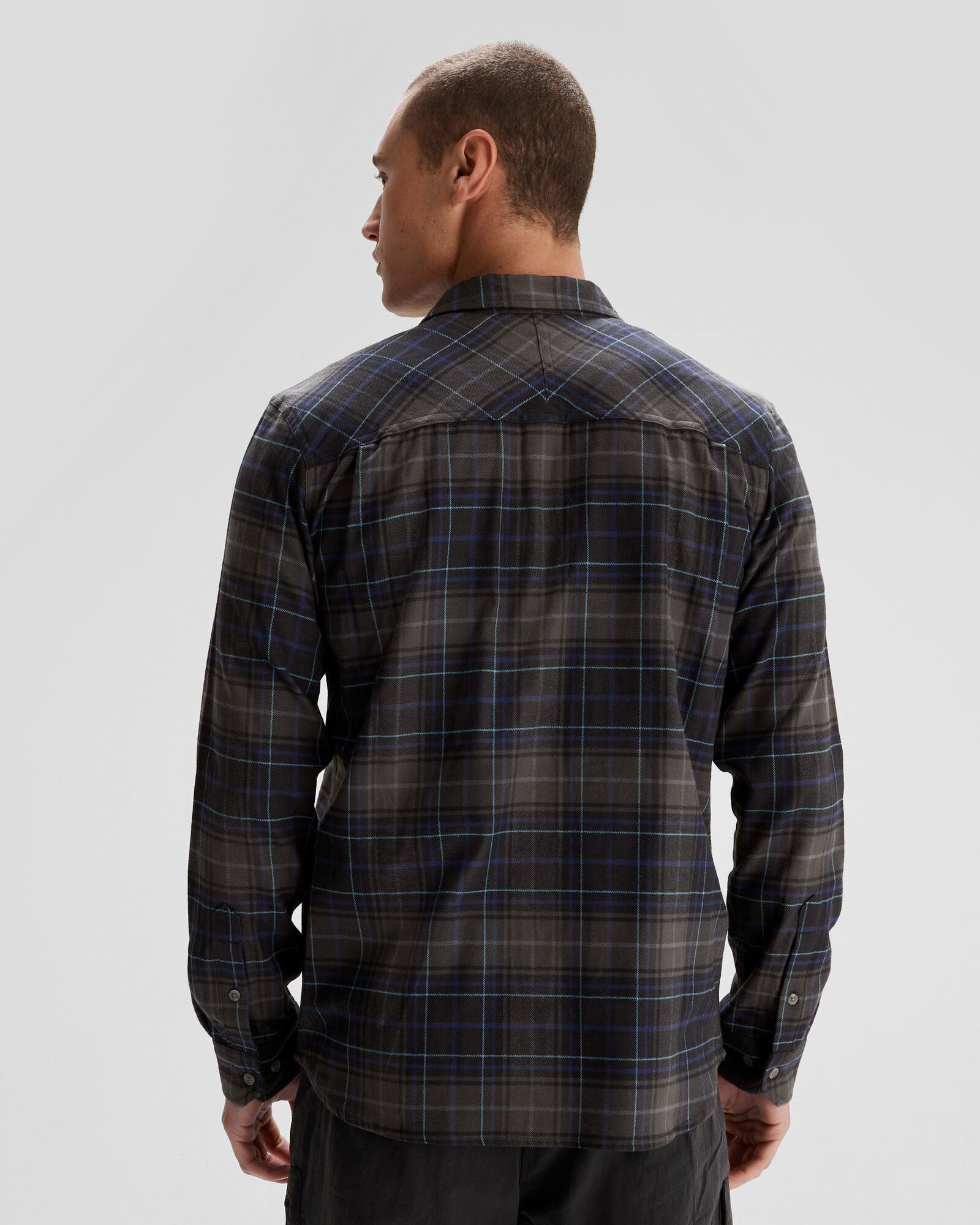 Men's Carrillon HF Long Sleeve Shirt - Hillside Plaid Charcoal - Casual & Business Wear for Office, Outdoor & Travel