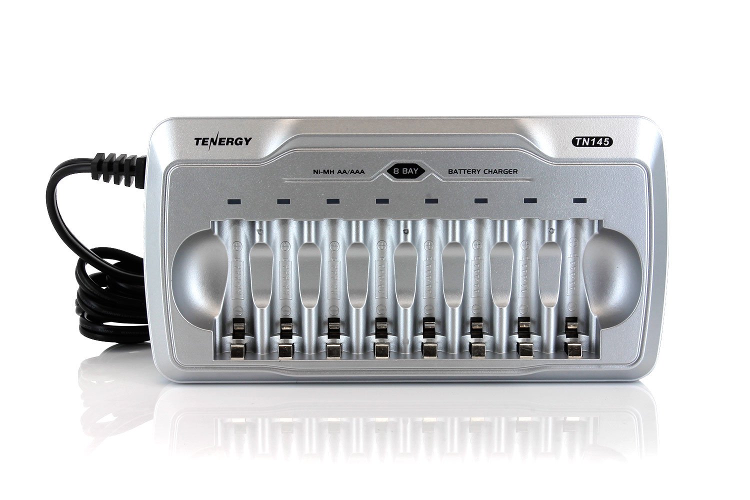 Tenergy TN145 8-Slot Smart Battery Charger for AA/AAA NiMH NiCd Rechargeable Batteries with LED Indicators - Perfect for Home, Office, and Travel Use