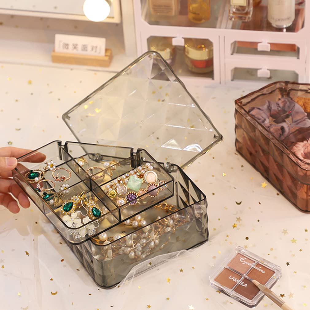 2-Layer Clear Jewelry Box Organizer - Portable Jewelry Storage Case for Rings, Earrings & Accessories - Perfect Travel Jewelry Holder for Women & Girls - Great for Home, Travel & Gift Giving