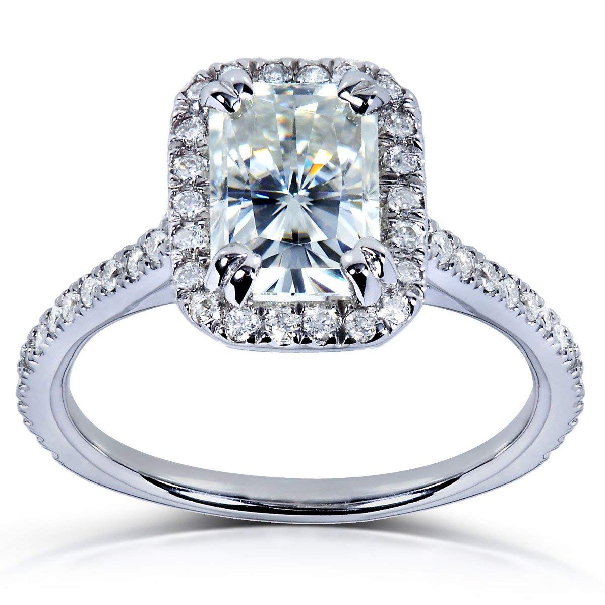 Kobelli Radiant-Cut Moissanite Engagement Ring 1.2 Carat (1 2/5 CTW) 14K White Gold - Perfect for Proposals, Weddings & Anniversary Gifts