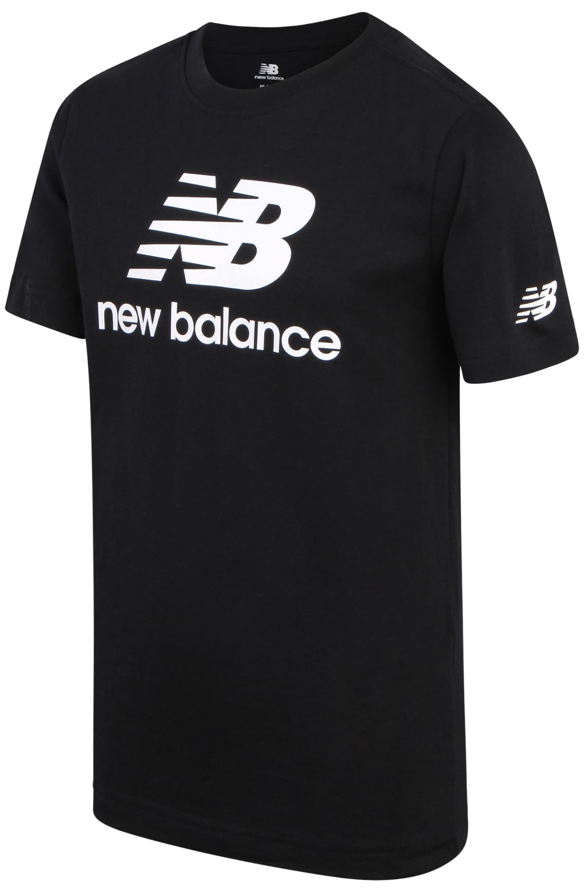 New Balance Boys' Cotton Core Stacked Logo Athletic T-Shirt - Youth Crewneck Short Sleeve Tee for Sports & Casual Wear (Sizes 8-20) - Perfect for School, Playground & Everyday Activities